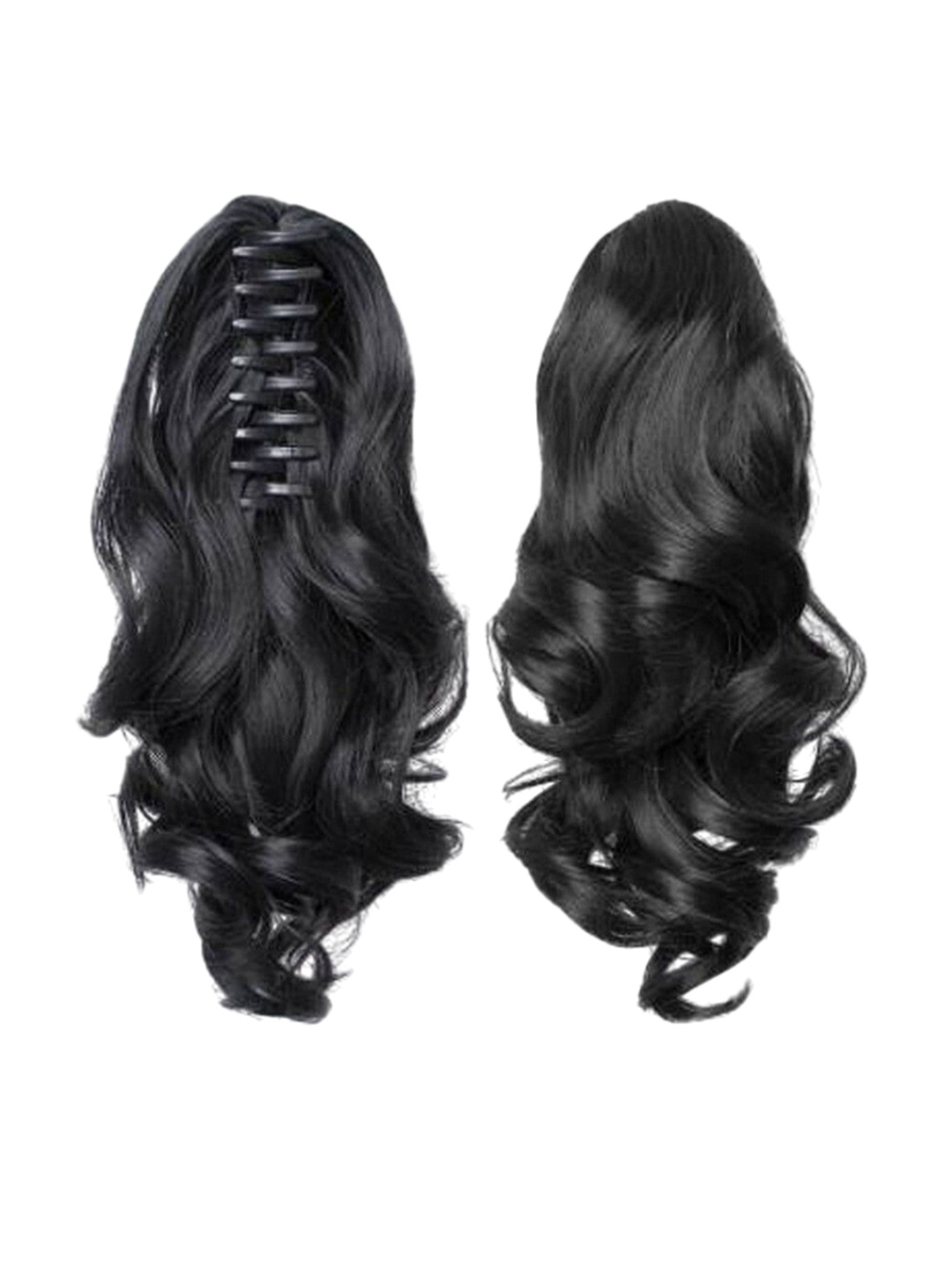 

camola deva Clip-In Ponytail Wavy Hair Extension - Black - 12 Inch