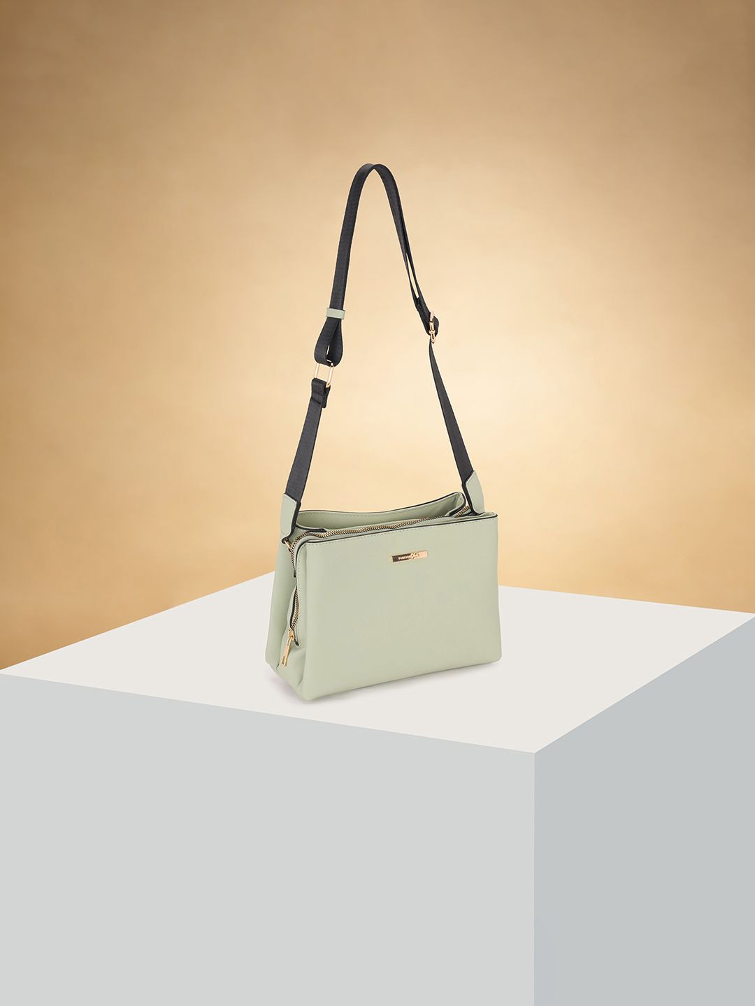 

Forever Glam by Pantaloons Women Solid Structured Sling Bag, Green
