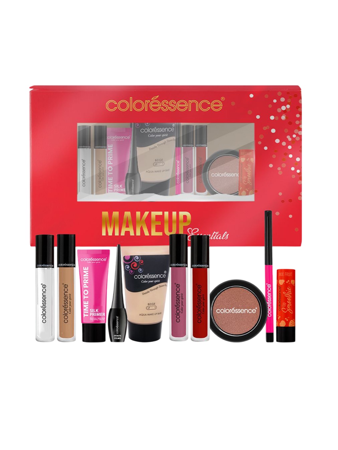 

Coloressence Set Of 10 Makeup Essentials Kit, Red