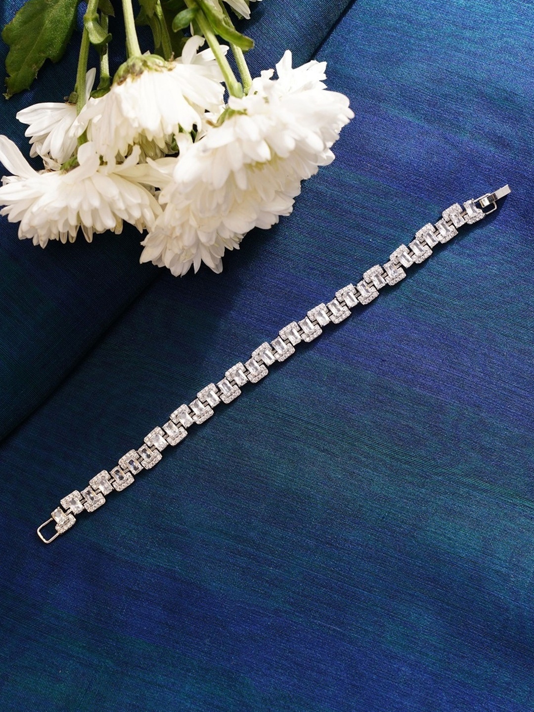 

ABDESIGNS Silver-Plated American Diamond Wraparound Bracelet