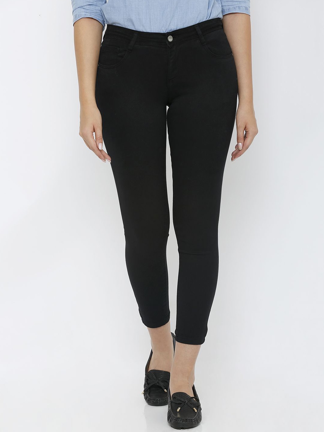 

Kraus Jeans Women Cotton Straight Fit High-Rise Jeans, Black