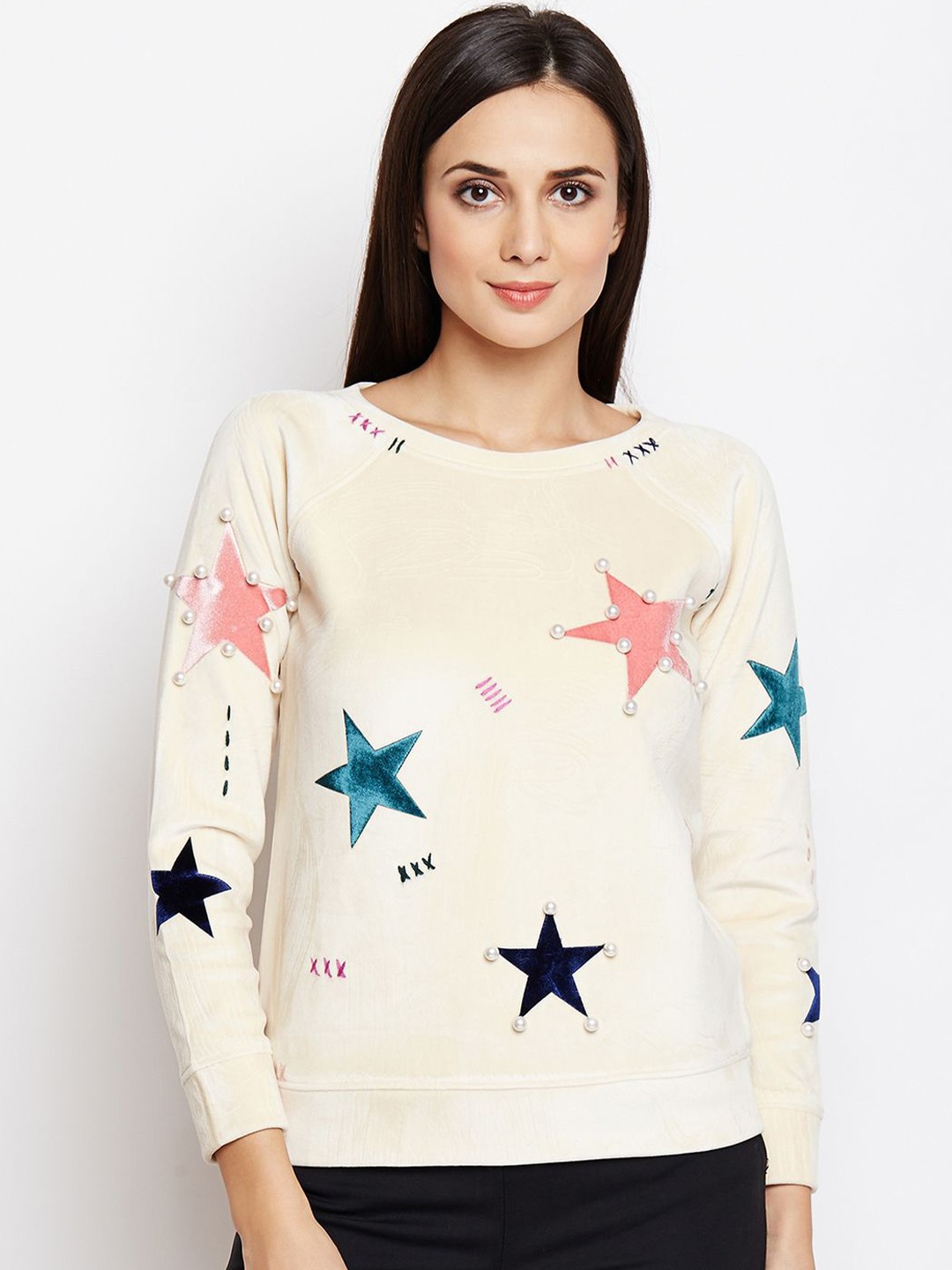 

Moda Elementi Women Sweatshirt, Cream