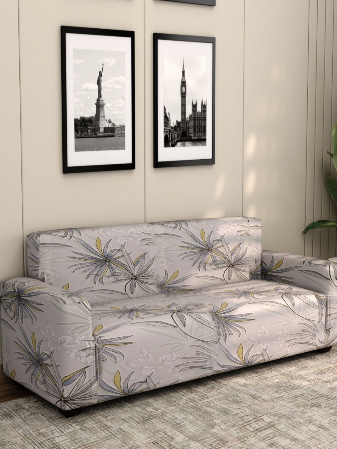 

WOODEN STREET Beige Polyester 1 Piece Sofa Cover