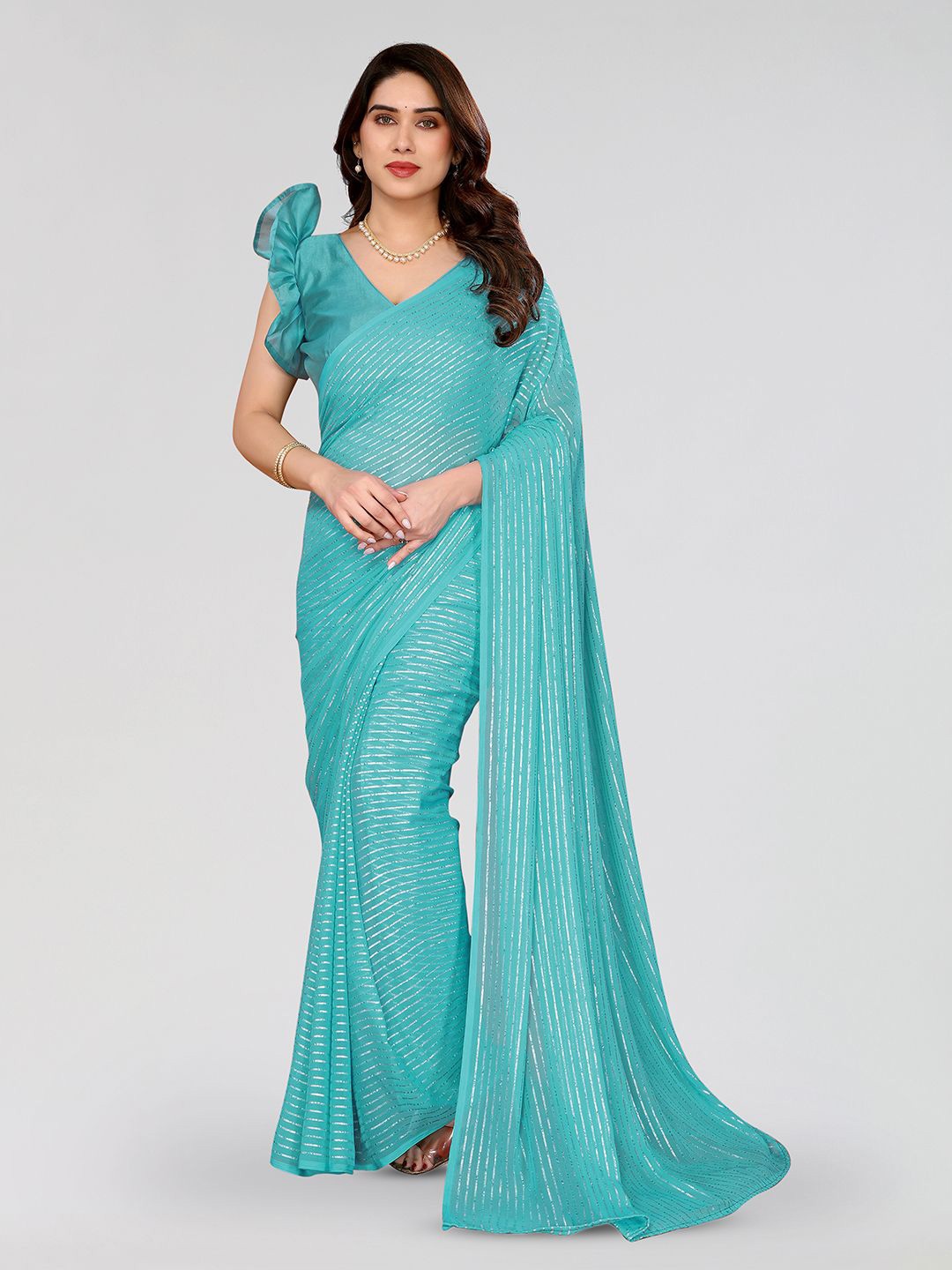 

Moda Rapido Striped Saree, Blue