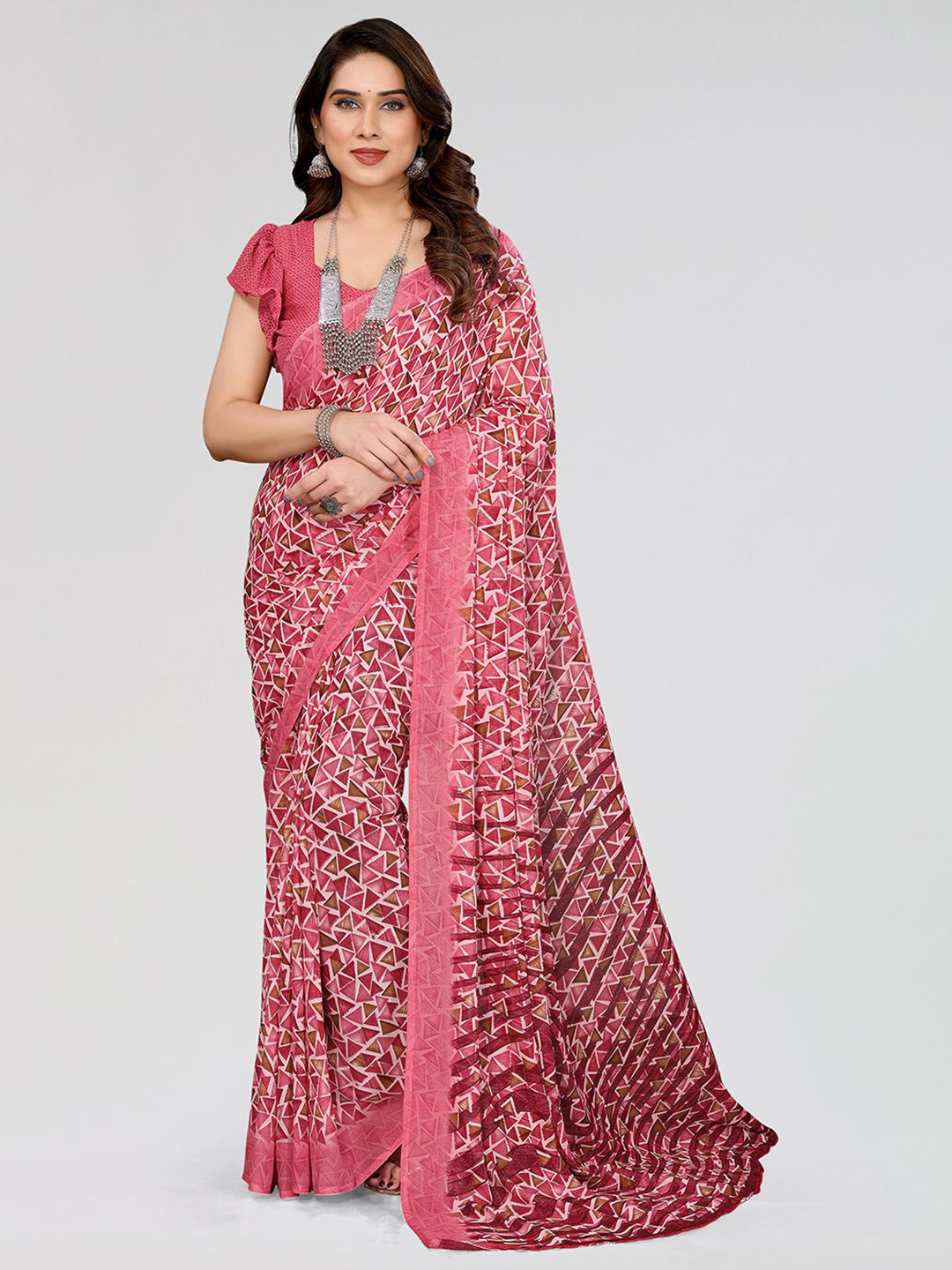 

Moda Rapido Poly Georgette Saree, Maroon