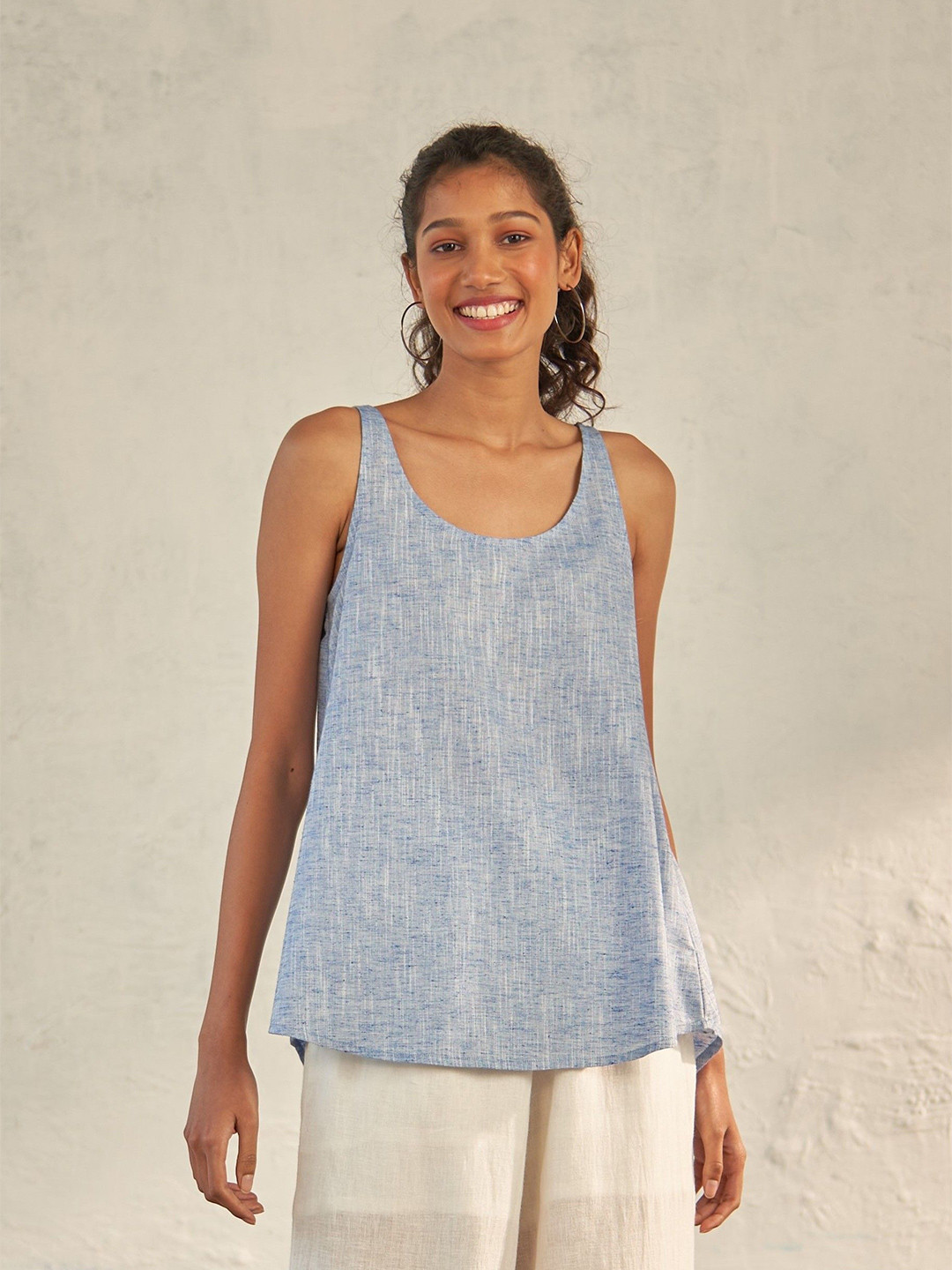 

Canoopi Textured Pure Cotton Top & Palazzo, Blue
