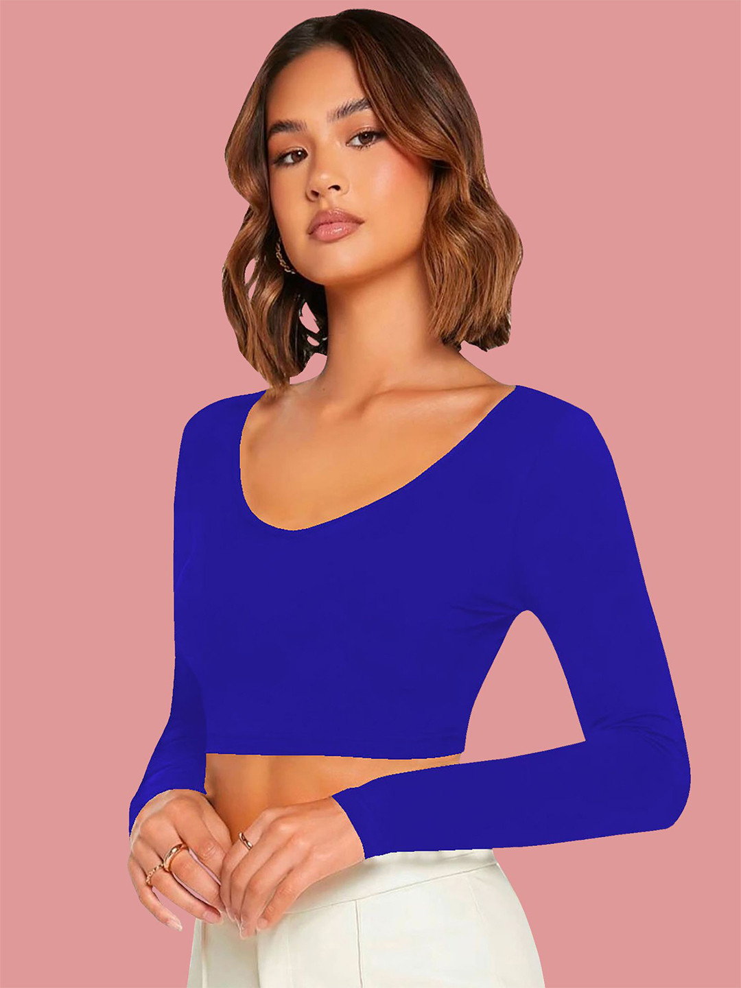 

Dream Beauty Fashion Women Solid V-Neck Top, Blue
