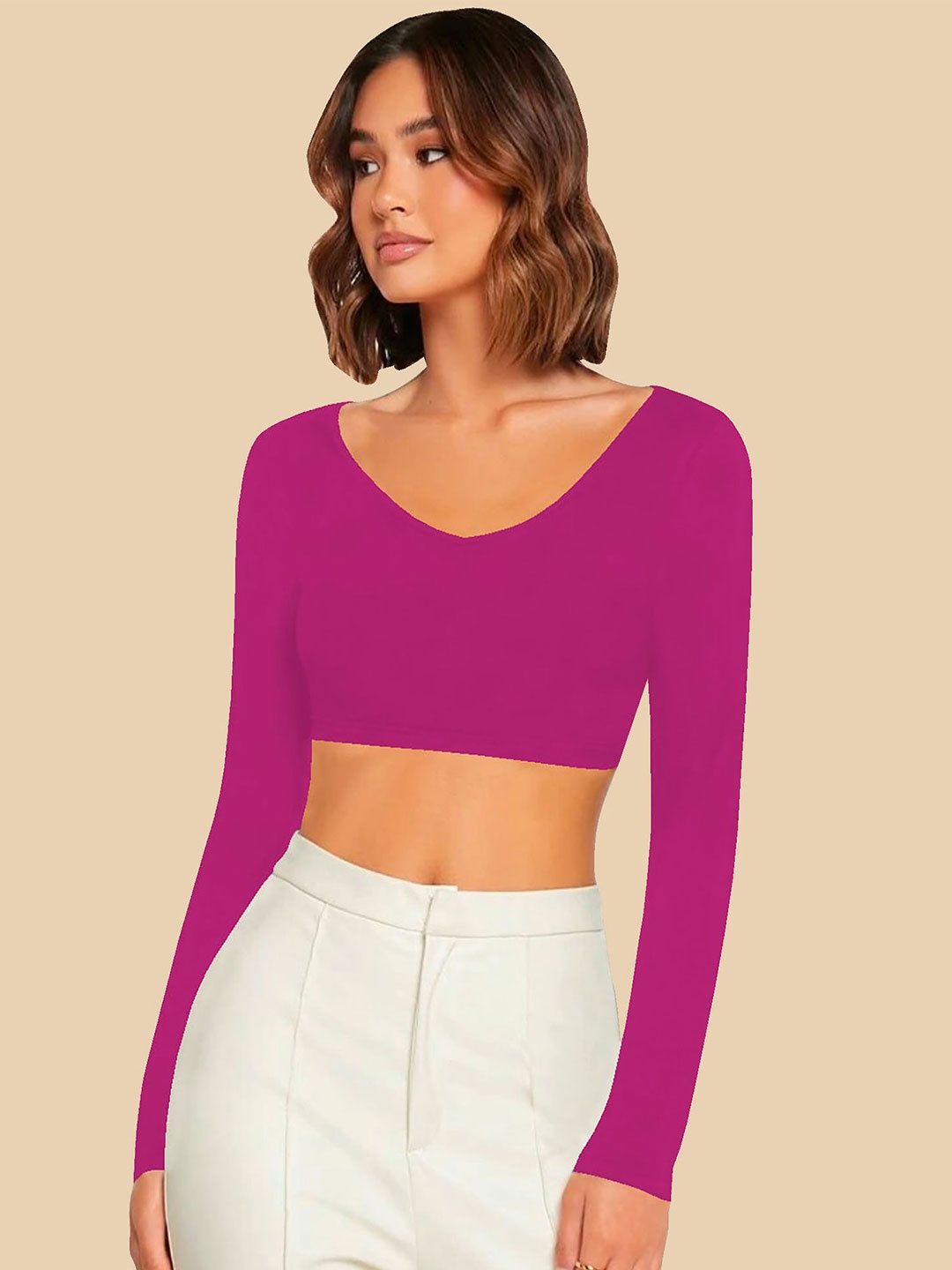 

Dream Beauty Fashion Women Solid V-Neck Top, Pink