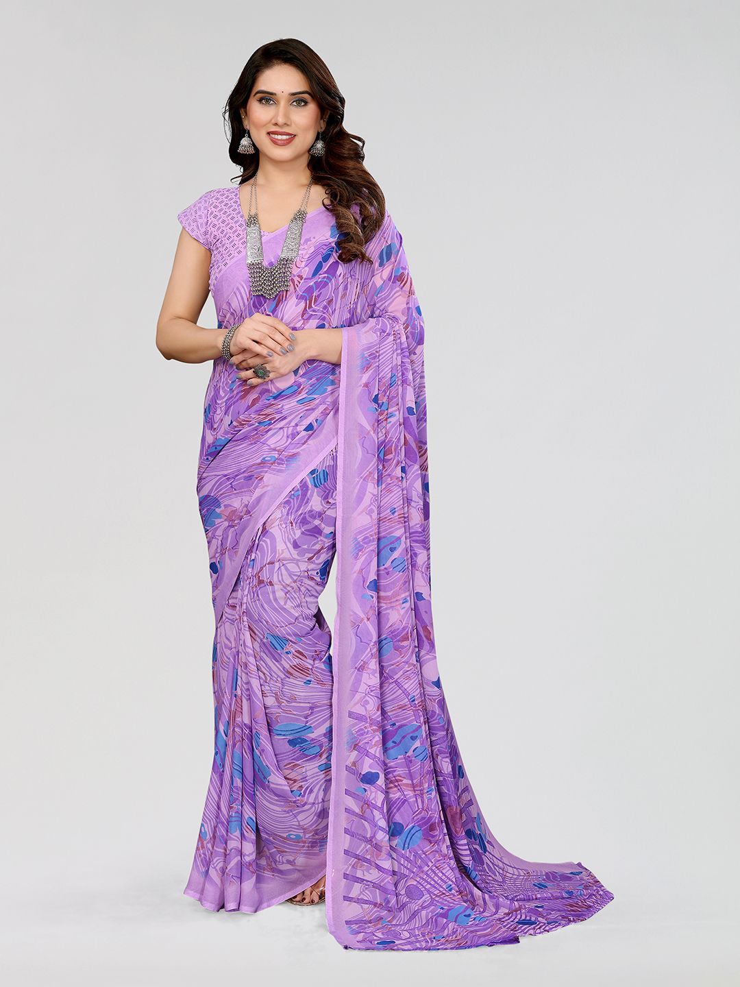 

Moda Rapido Poly Georgette Saree, Purple