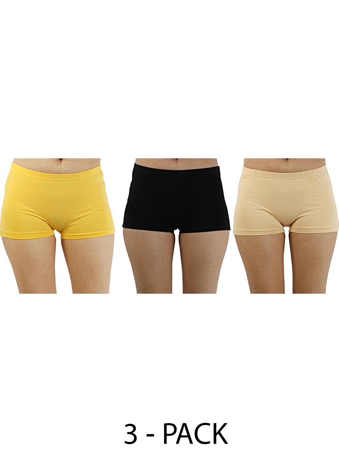 

Diving Deep Women Pack of 3 Cotton Plus Size Boy Shorts Briefs, Black