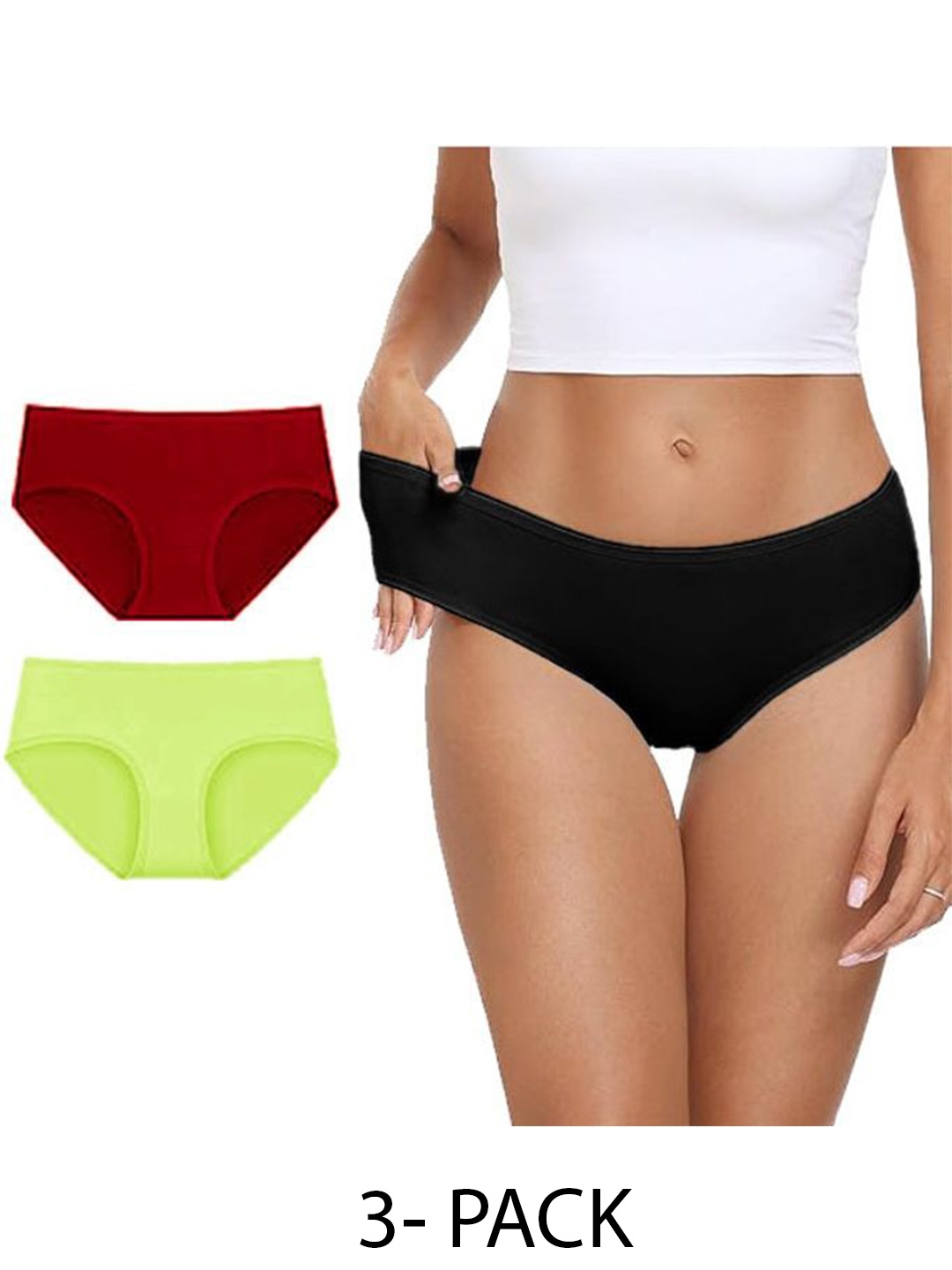 

Diving Deep Women Pack of 3 Cotton Hipster Briefs, Maroon