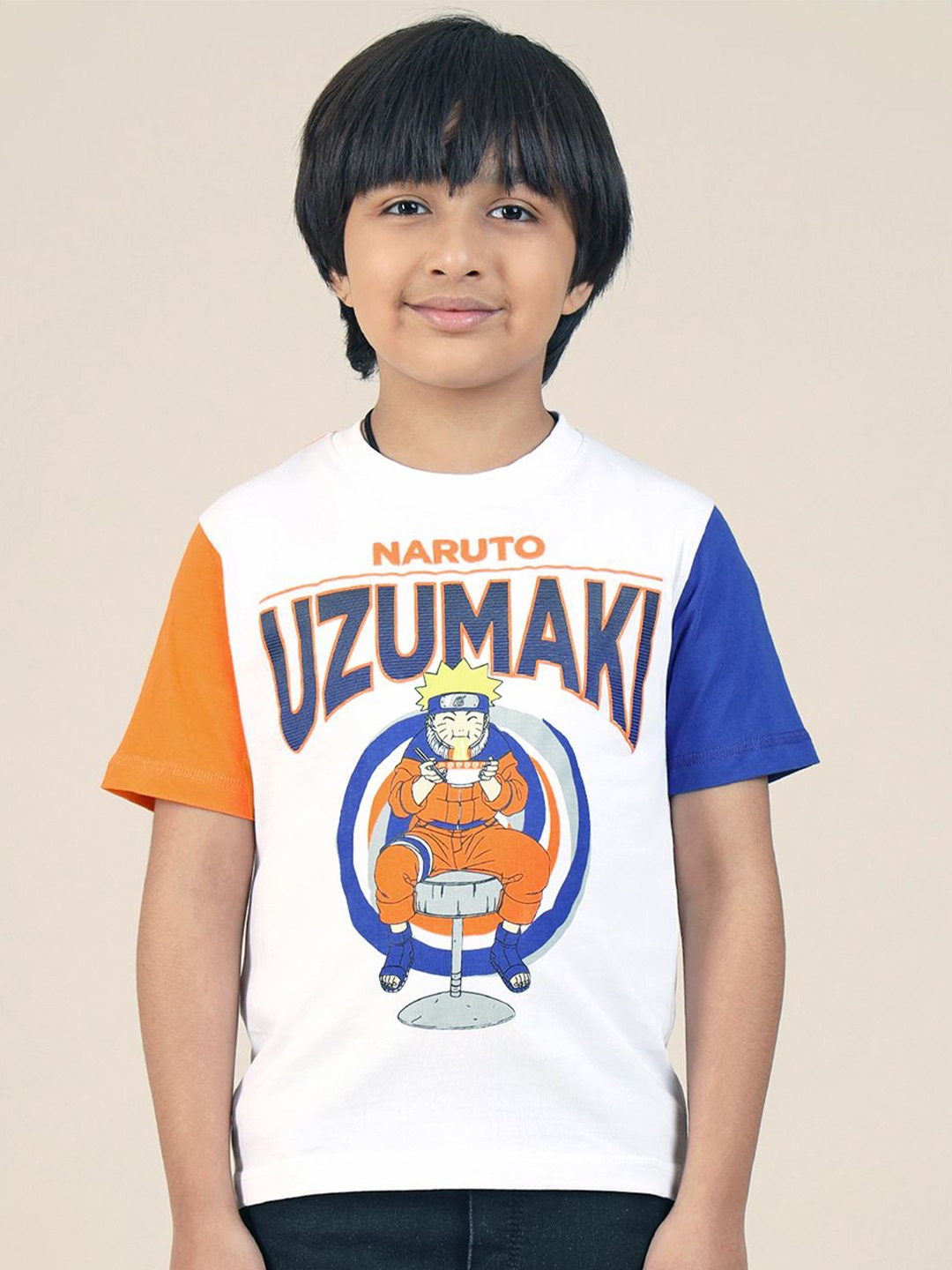 

Kids Ville Boys Naruto Graphic Printed Round Neck Cotton T-shirt, White