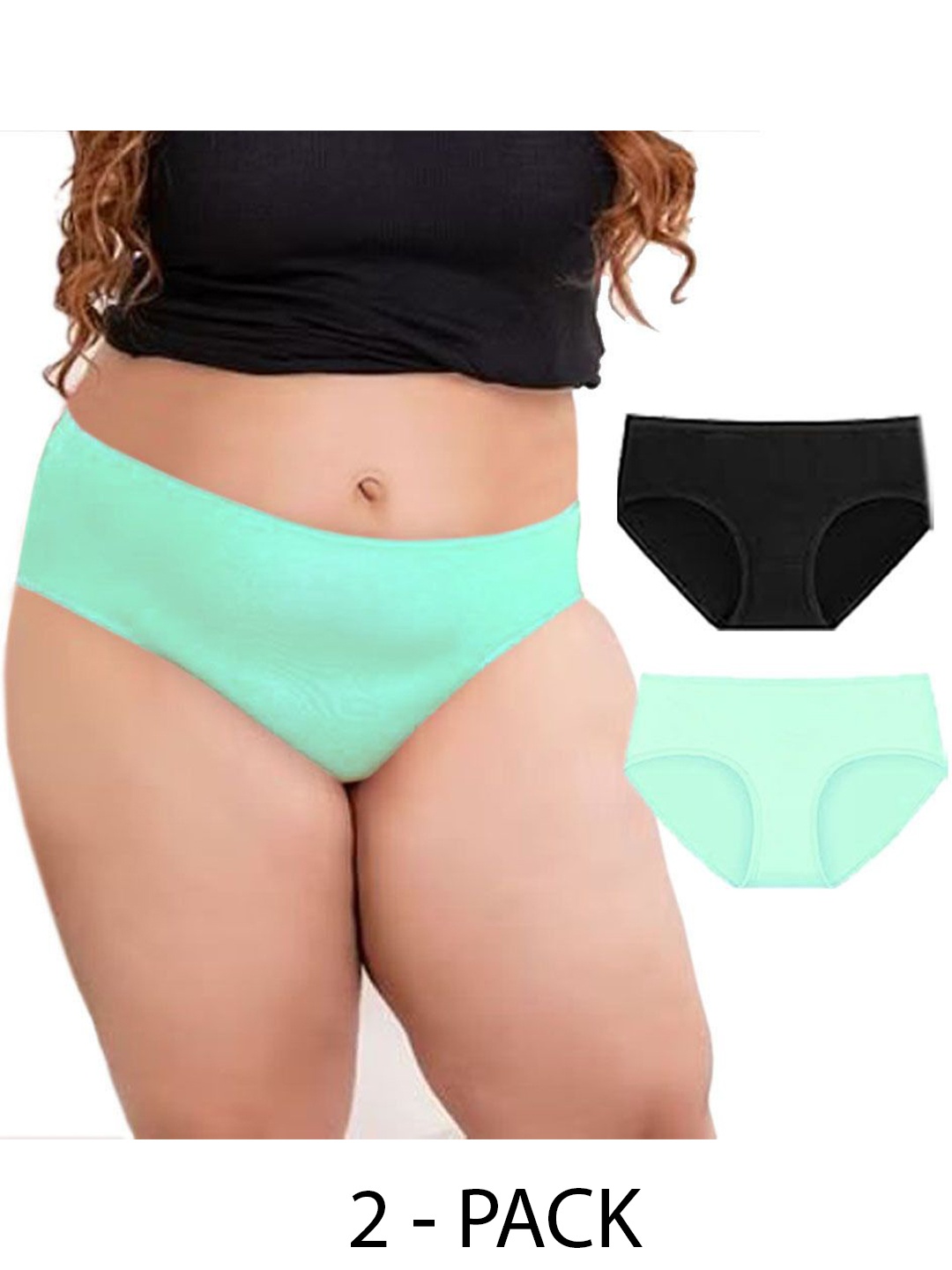 

Diving Deep Women Pack of 2 Hipster Briefs Plus size, Black
