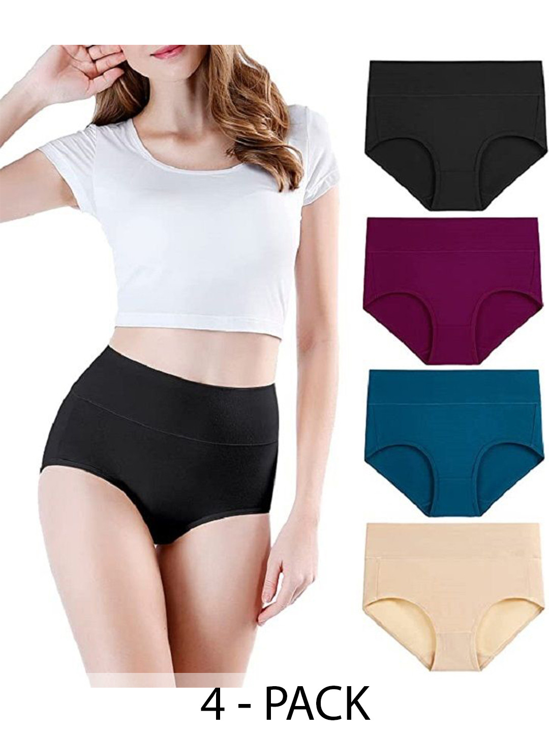 

Diving Deep Women Plus Size Pack of 4 Hipster Briefs, Assorted