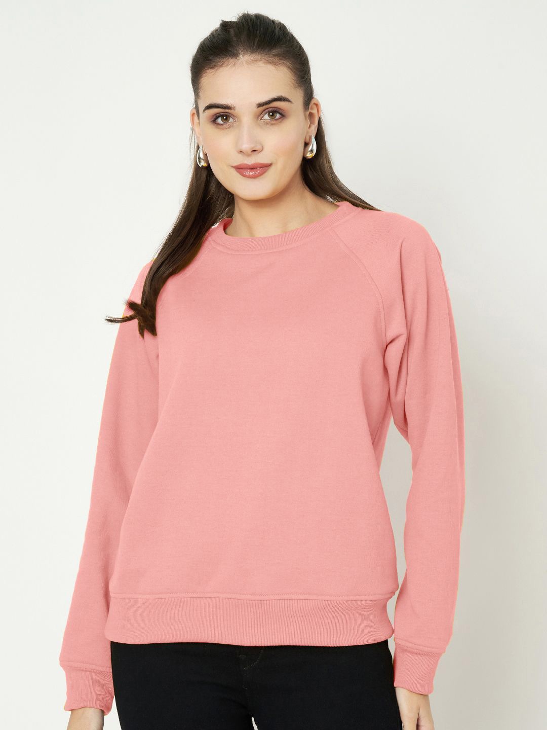

BRINNS Women Round Neck Long Sleeves Sweatshirt, Pink