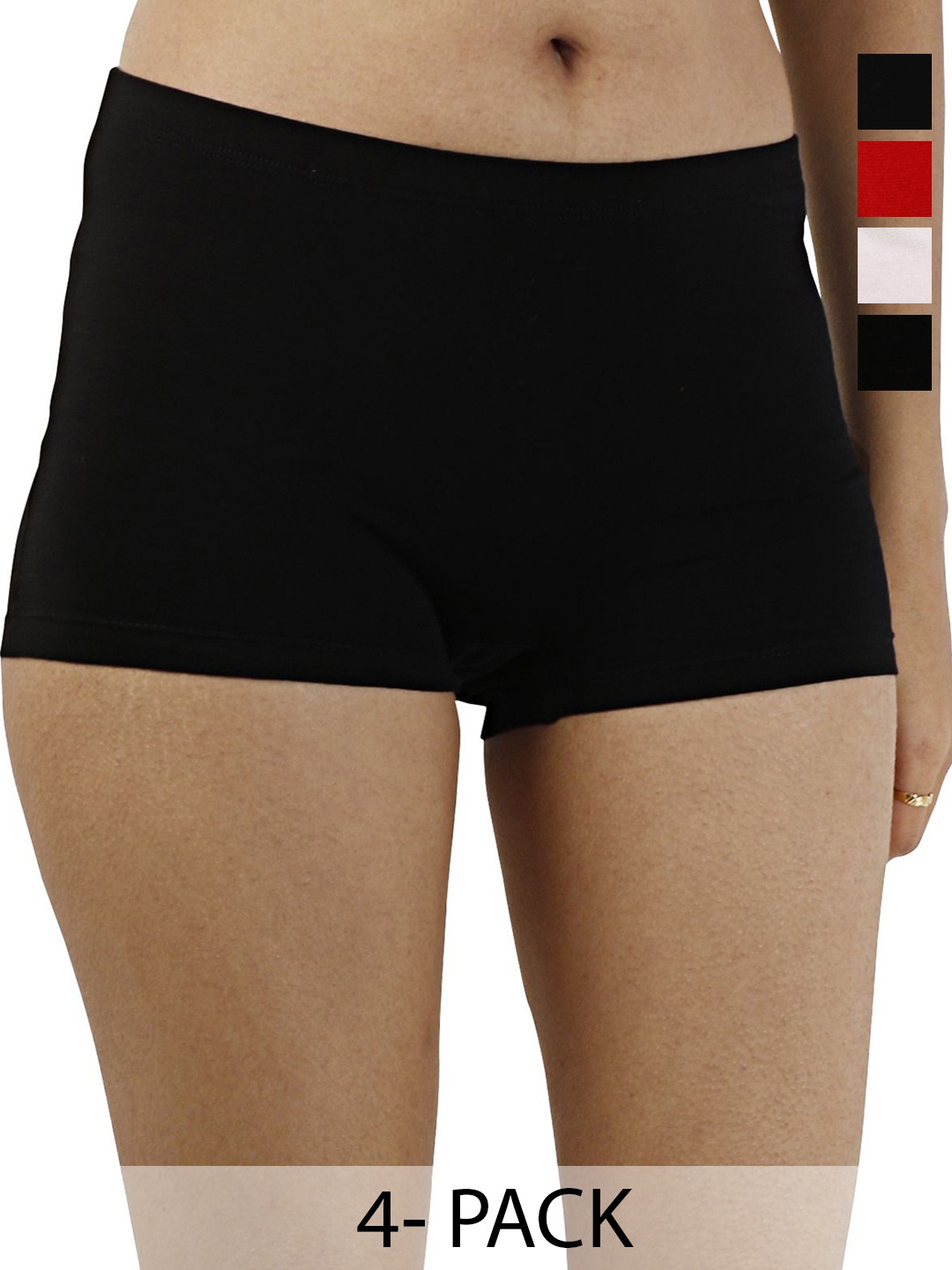 

Diving Deep Pack of Cotton 4 Boy Shorts Briefs, Black