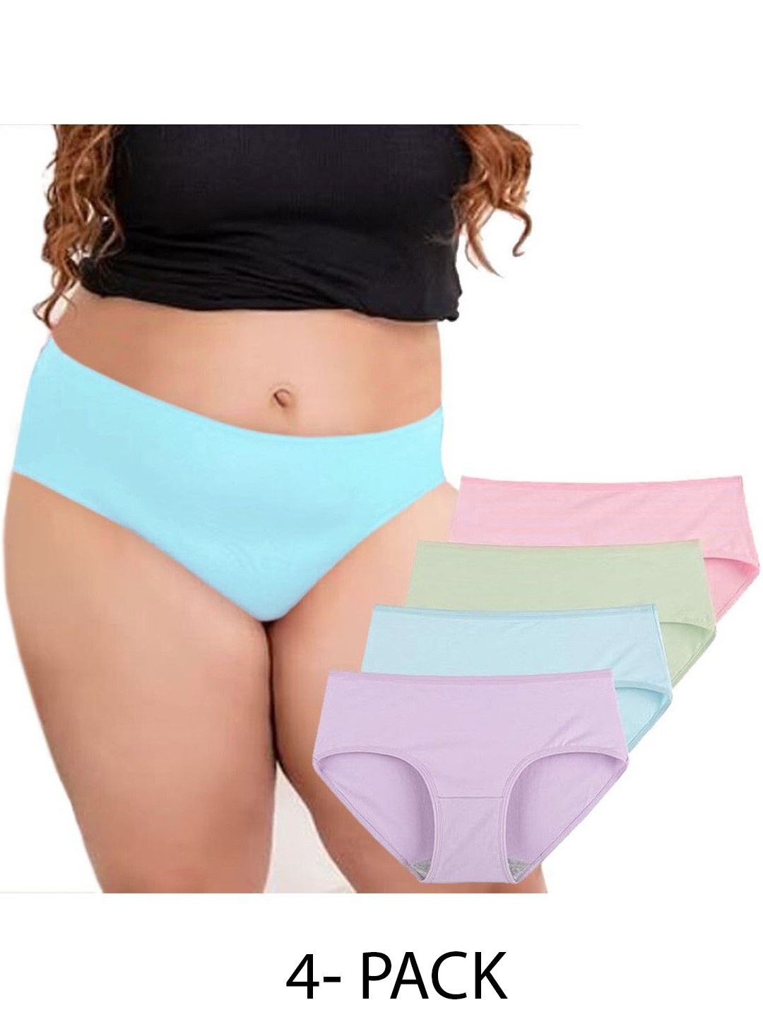 

Diving Deep Women Plus Size Pack of 4 Hipster Briefs, Assorted