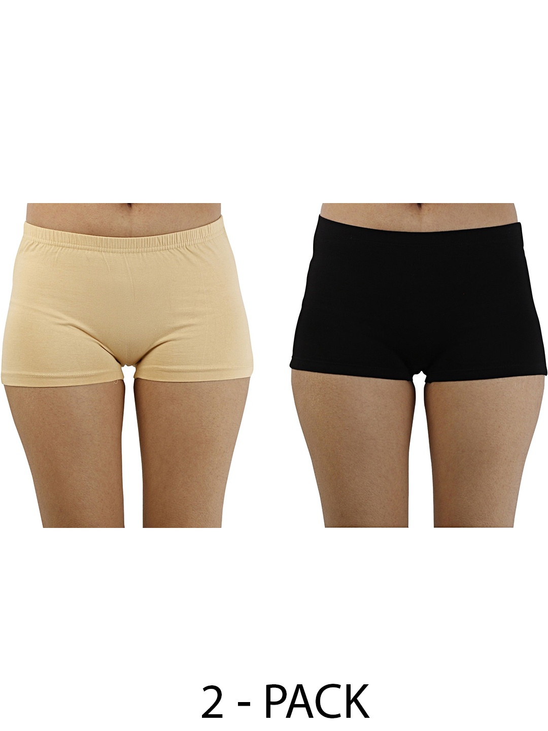

Diving Deep Women Pack of 2 Cotton Low Rise Boy Shorts Briefs, Beige