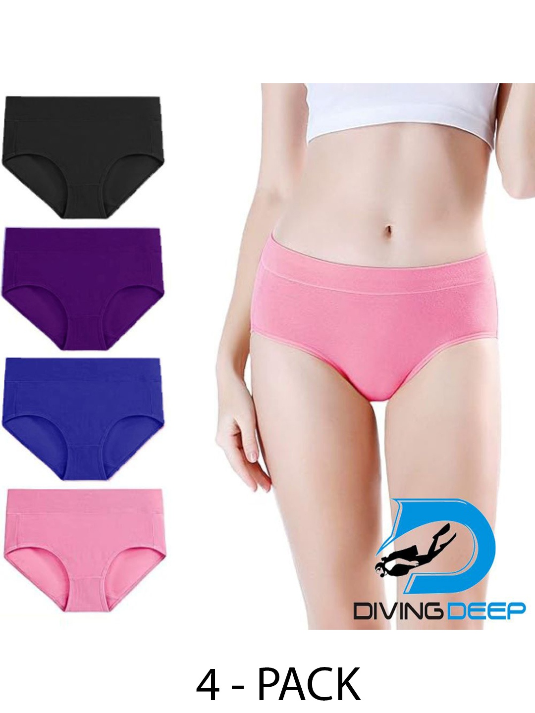 

Diving Deep Women Pack of 4 Hipster Briefs, Multi