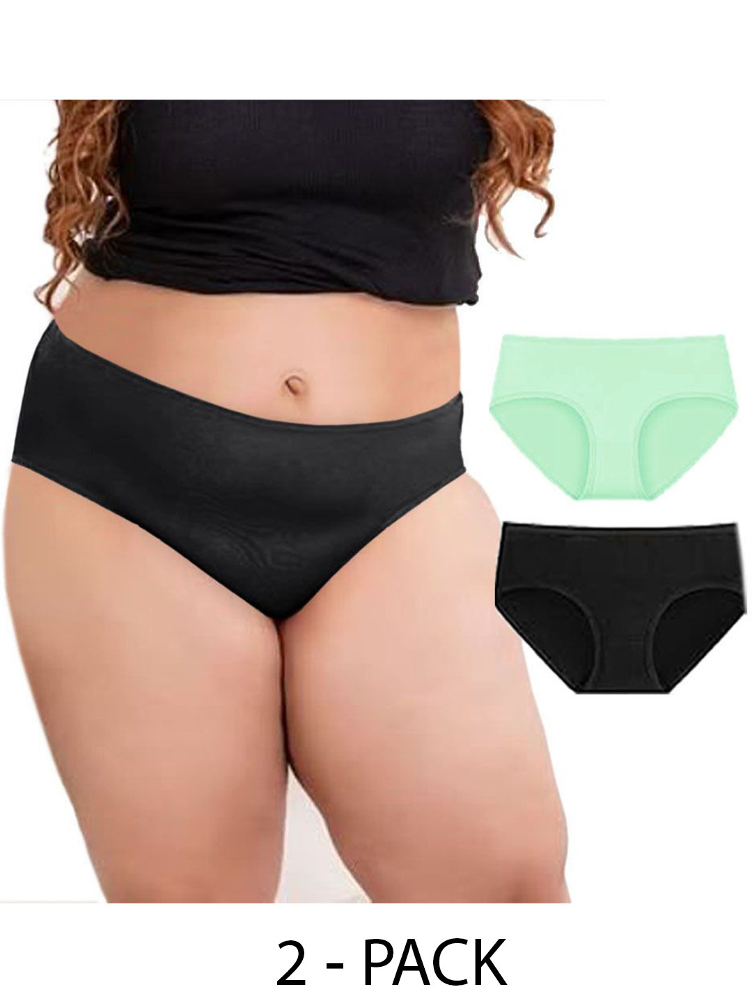 

Diving Deep Women Pack of 2 Cotton Plus Size Hipster Briefs, Green