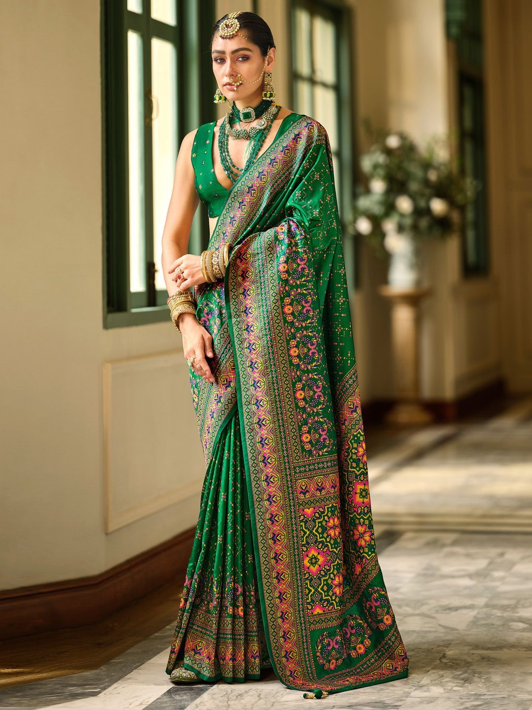 

Anouk Woven Design Zari Banarasi Saree, Green