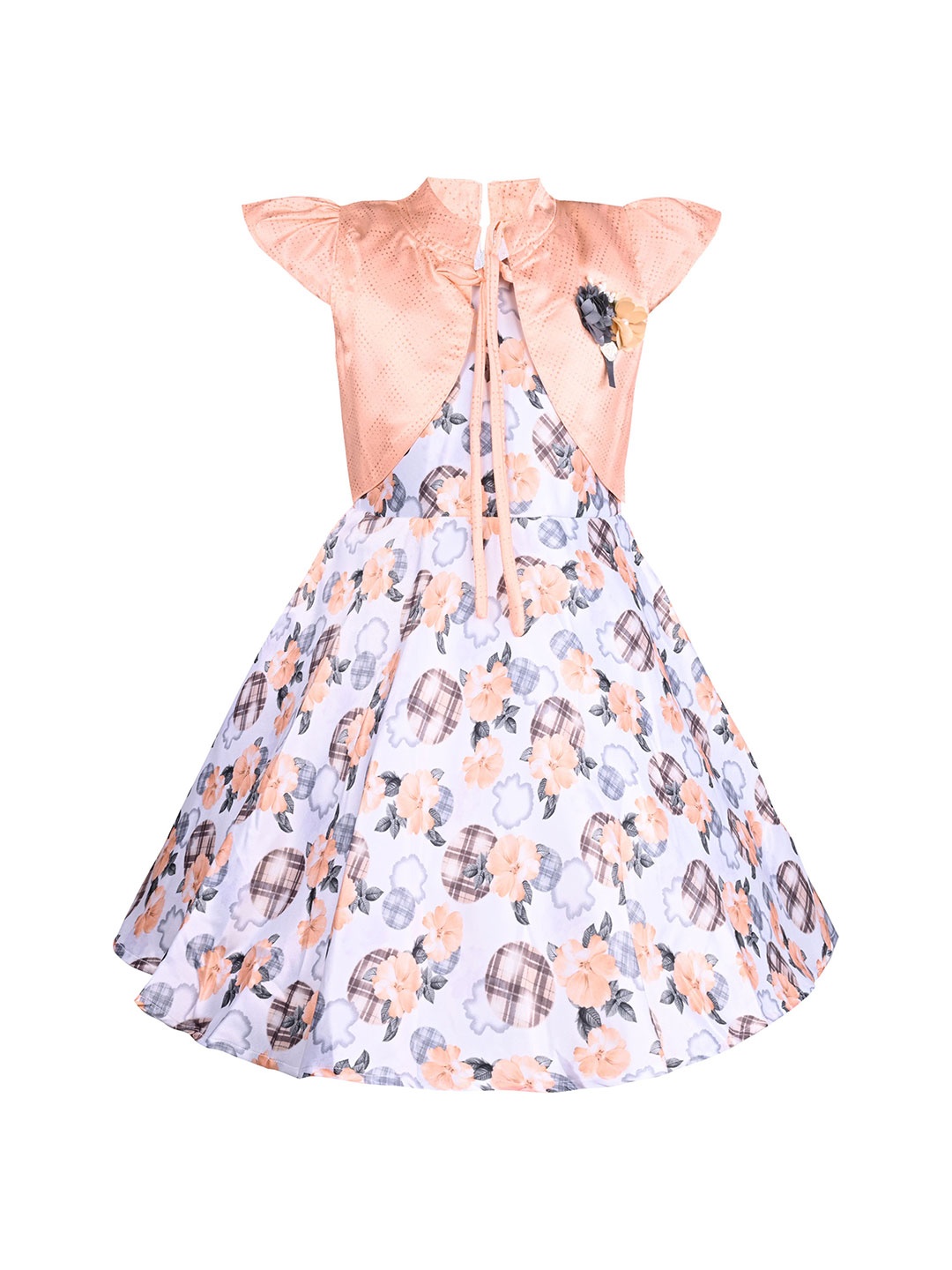 

Wish Karo Floral Print Satin A-Line Dress, Peach
