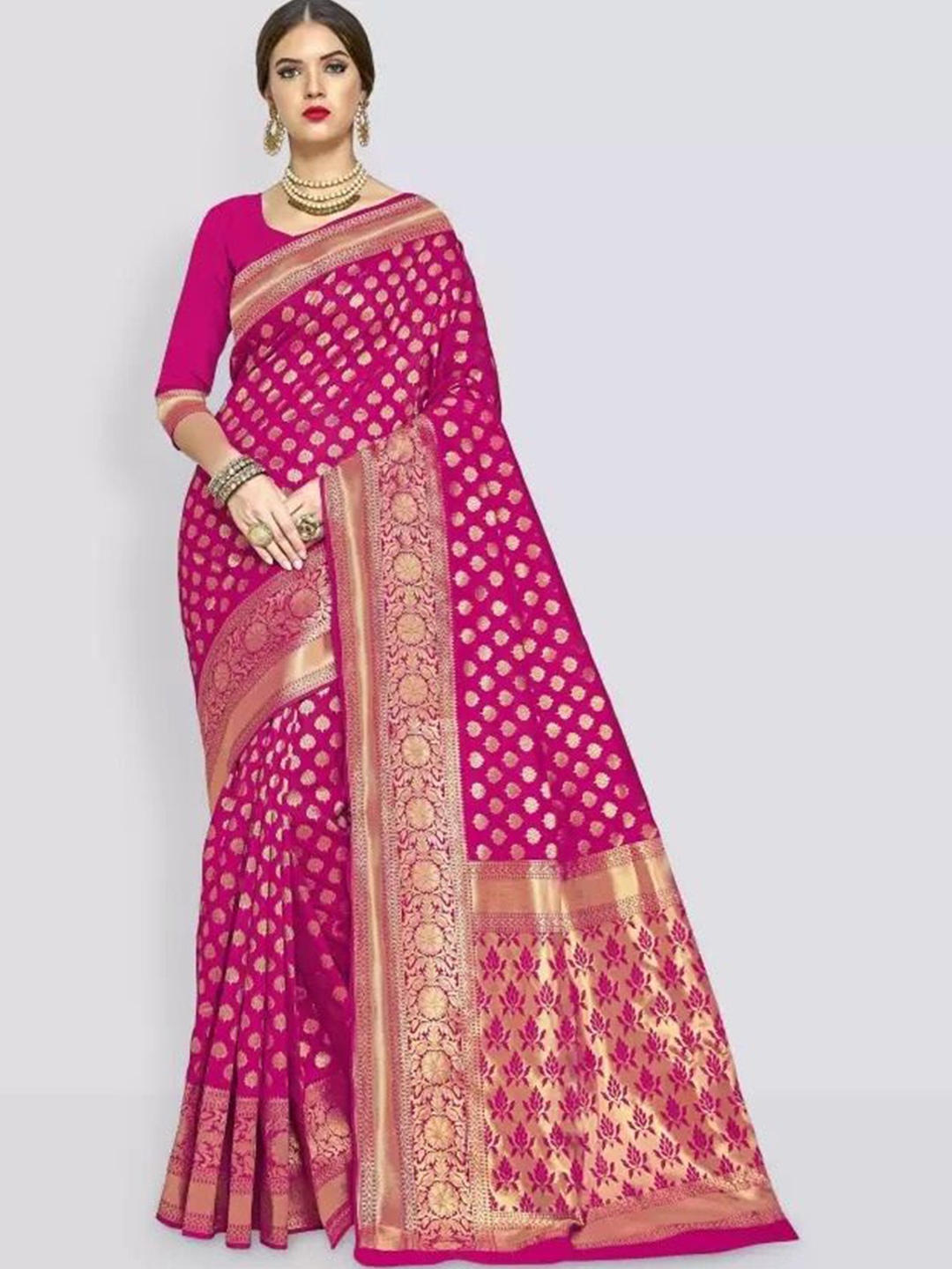 

Florence Woven Design Pure Silk Saree, Magenta