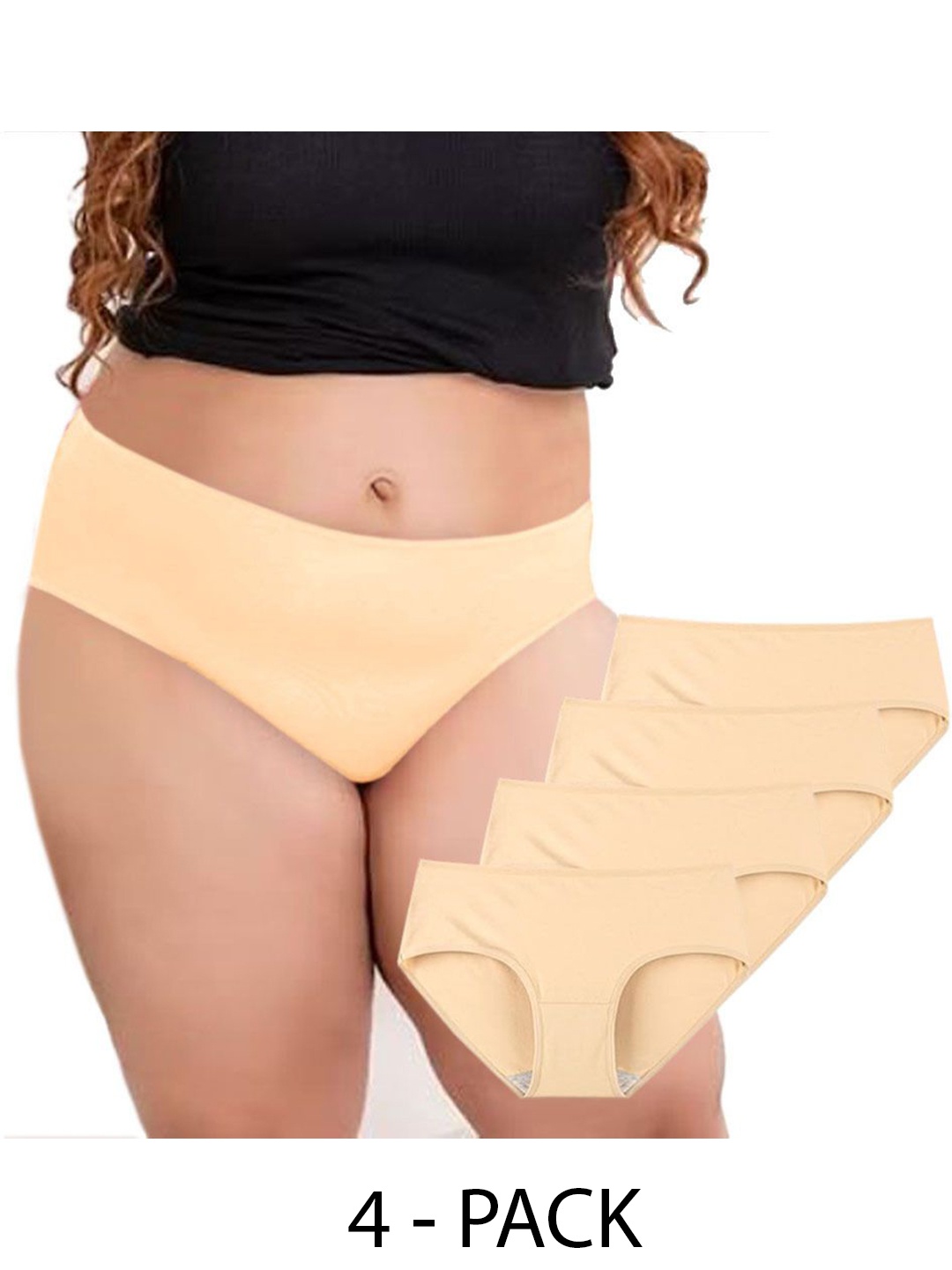 

Diving Deep Pack of 4 Cotton Hipster Briefs, Beige