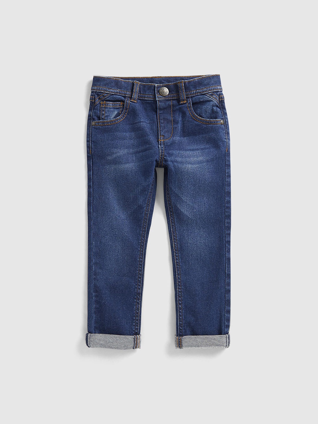 

mothercare Boys Relaxed Fit Mid-Rise Pure Cotton Jeans, Navy blue