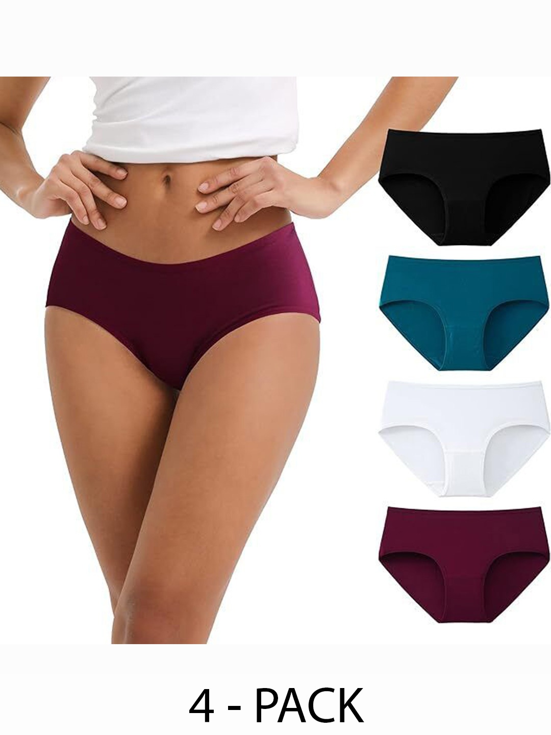 

Diving Deep Pack of 4 Cotton Hipster Briefs, Maroon
