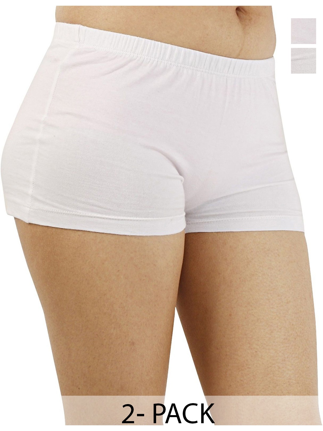 

Diving Deep Women Pack of 2 Cotton Boy Shorts Briefs, White