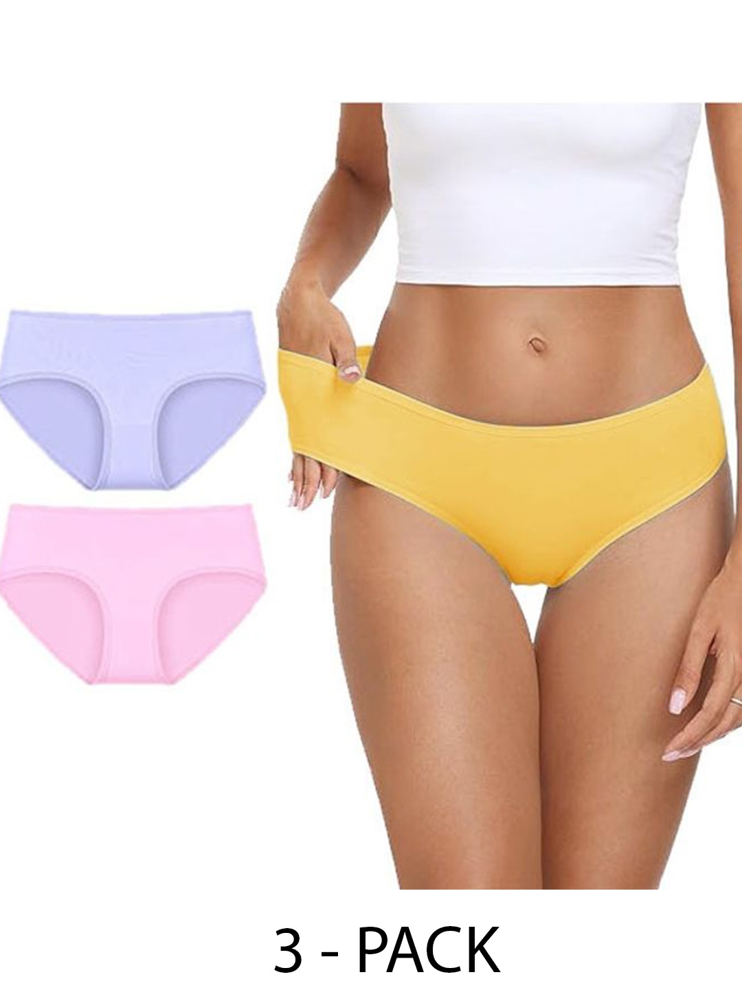 

Diving Deep Women Pack of 3 Cotton Low-Rise Hipster Briefs, Yellow