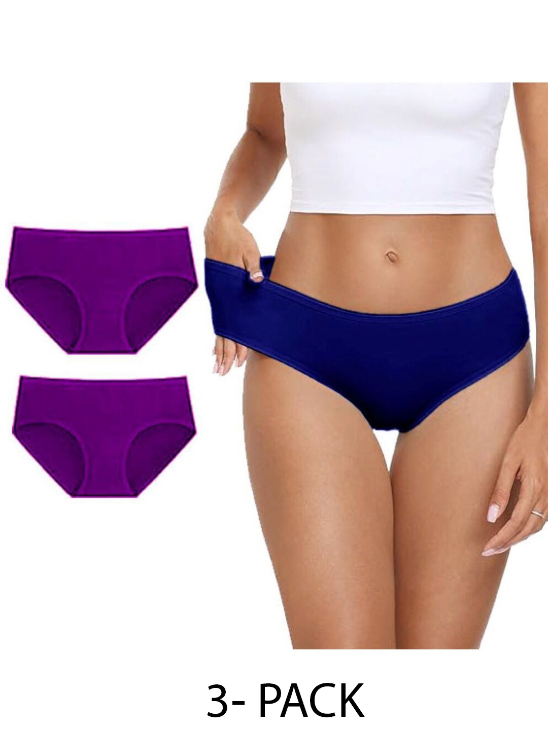 

Diving Deep Women Pack of 3 Cotton Hipster Briefs, Assorted