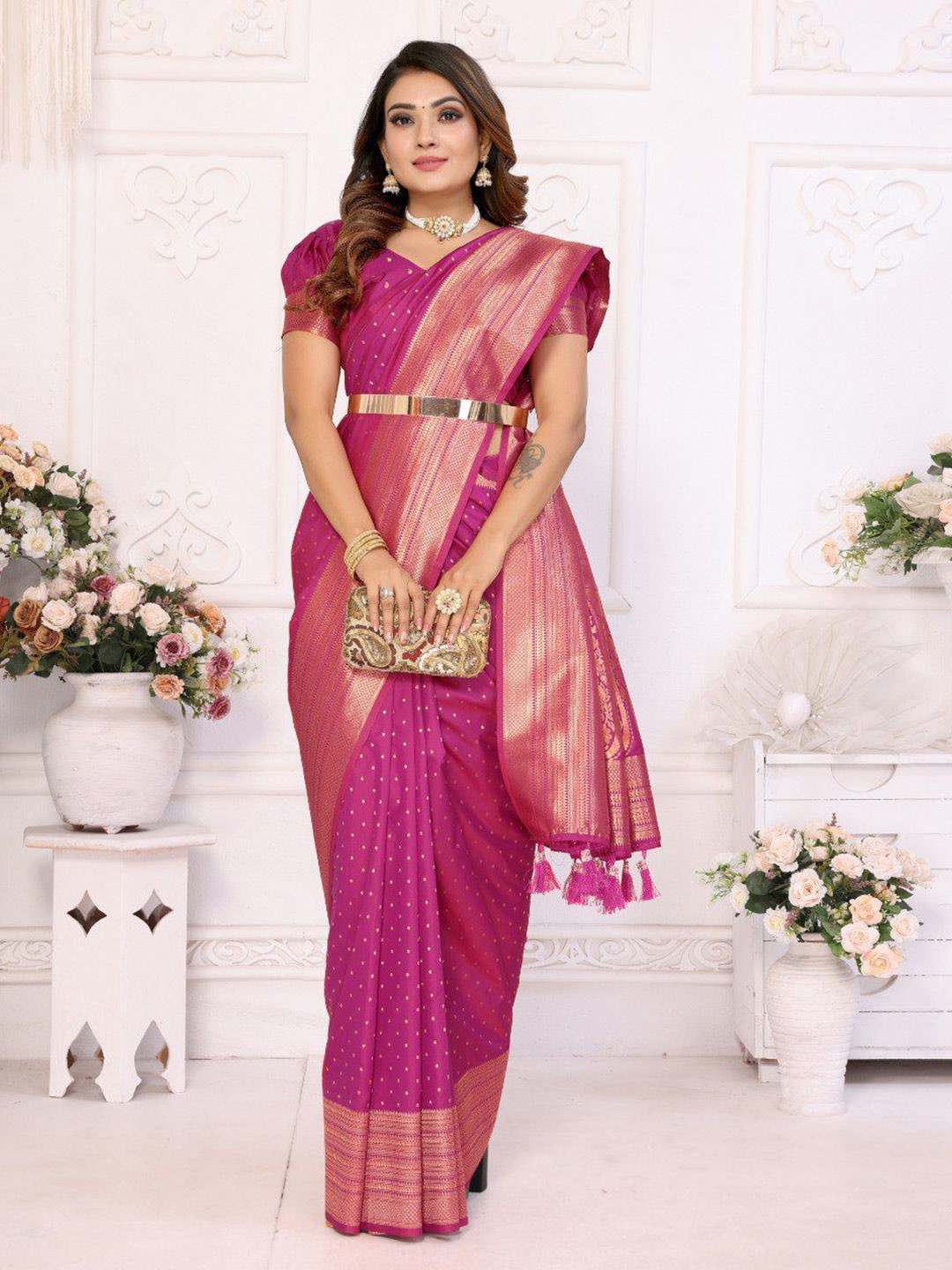 

Anaita Woven Design Zari Banarasi Saree, Purple