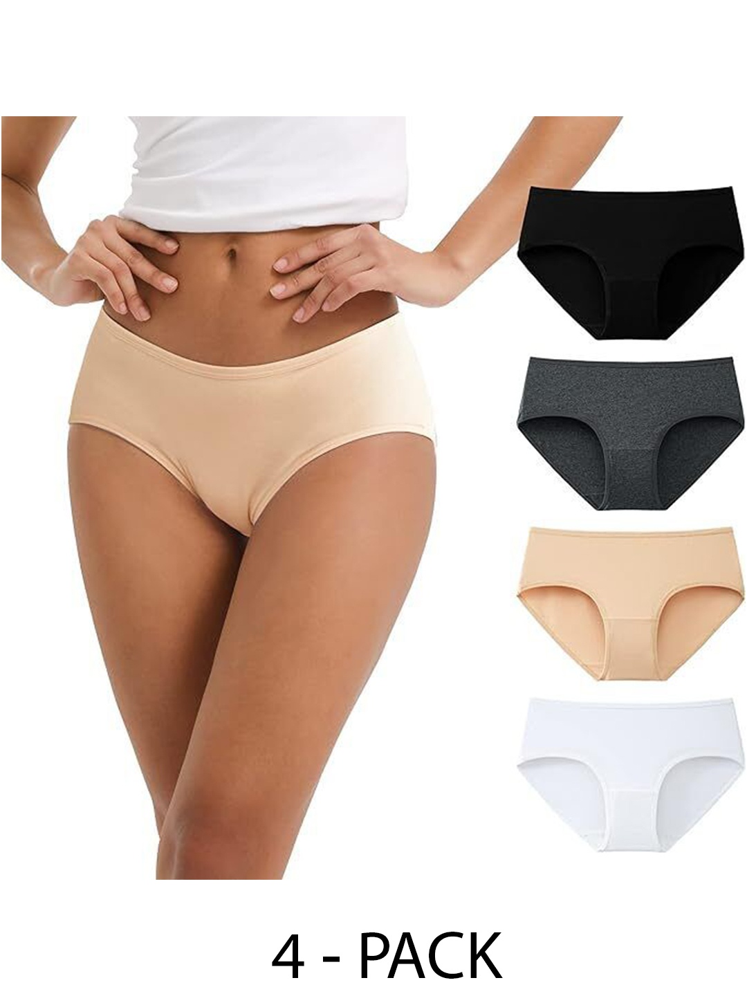 

Diving Deep Women Pack of 4 Hipster Briefs, Black