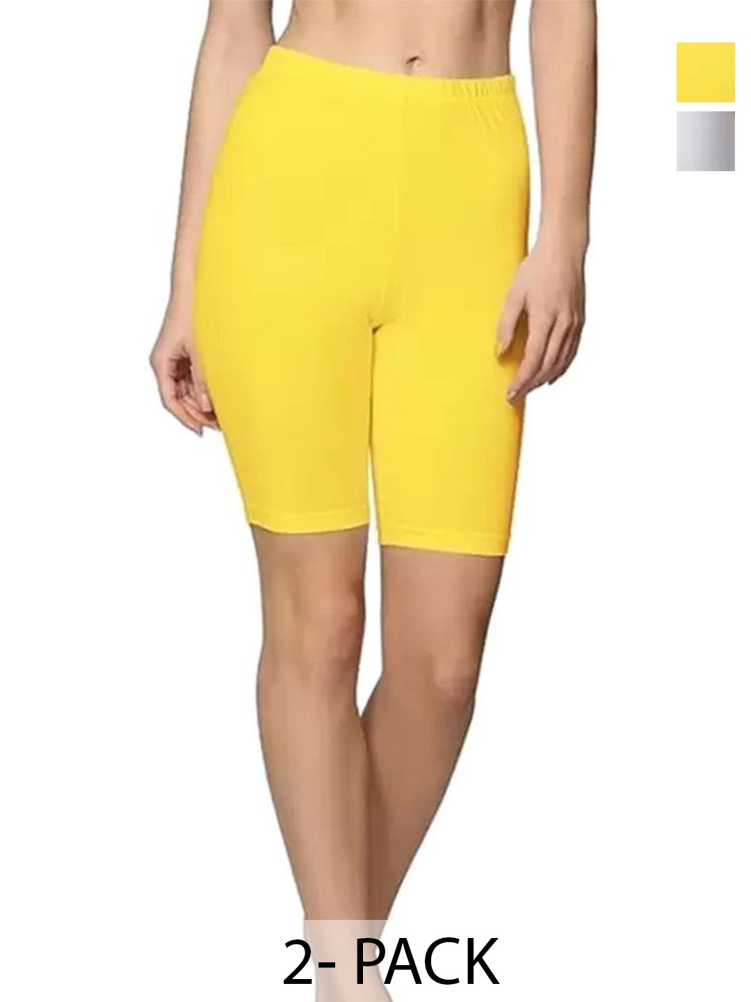 

Diving Deep Women Pack of 2 Cotton Boy Shorts Briefs, Yellow