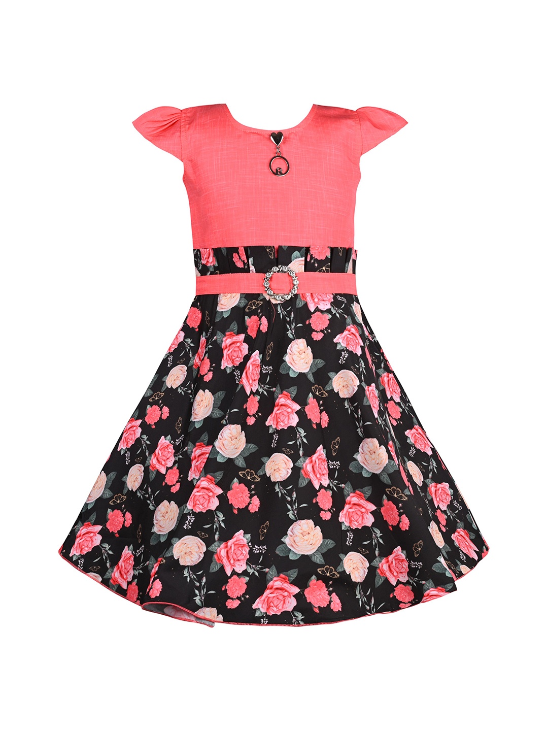 

Wish Karo Floral Print Fit & Flare Dress, Red