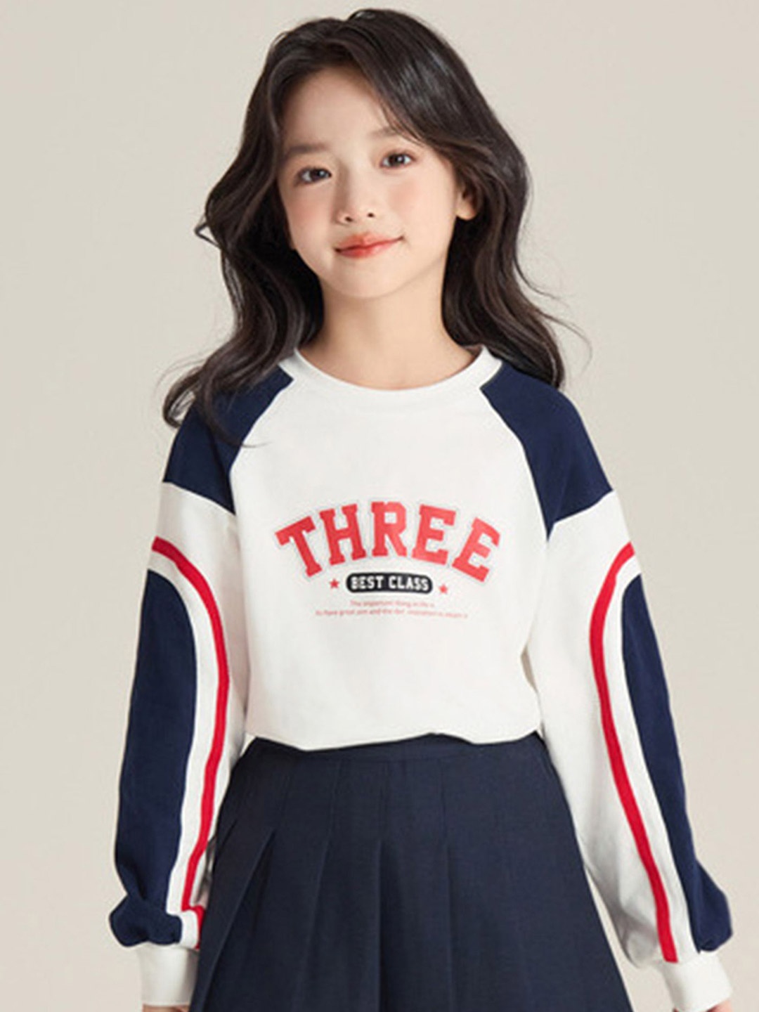 

LULU & SKY Girls Printed Pure Cotton Top, White