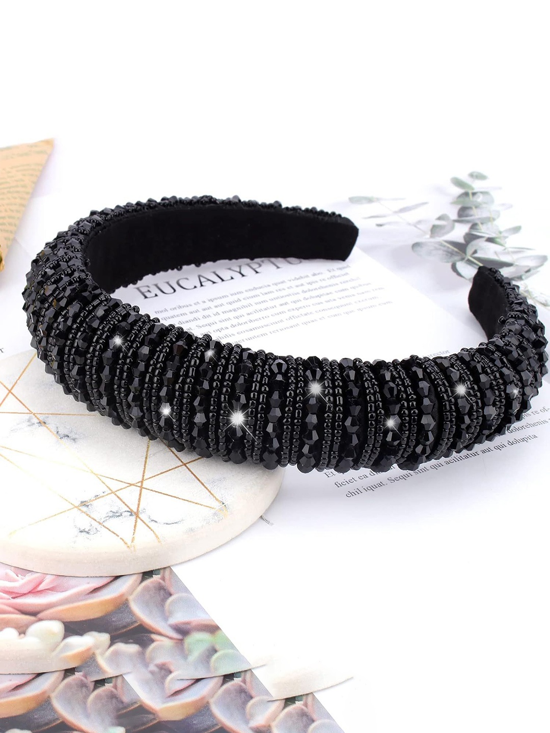 

Shining Diva Fashion Women Embellished Hairband, Black