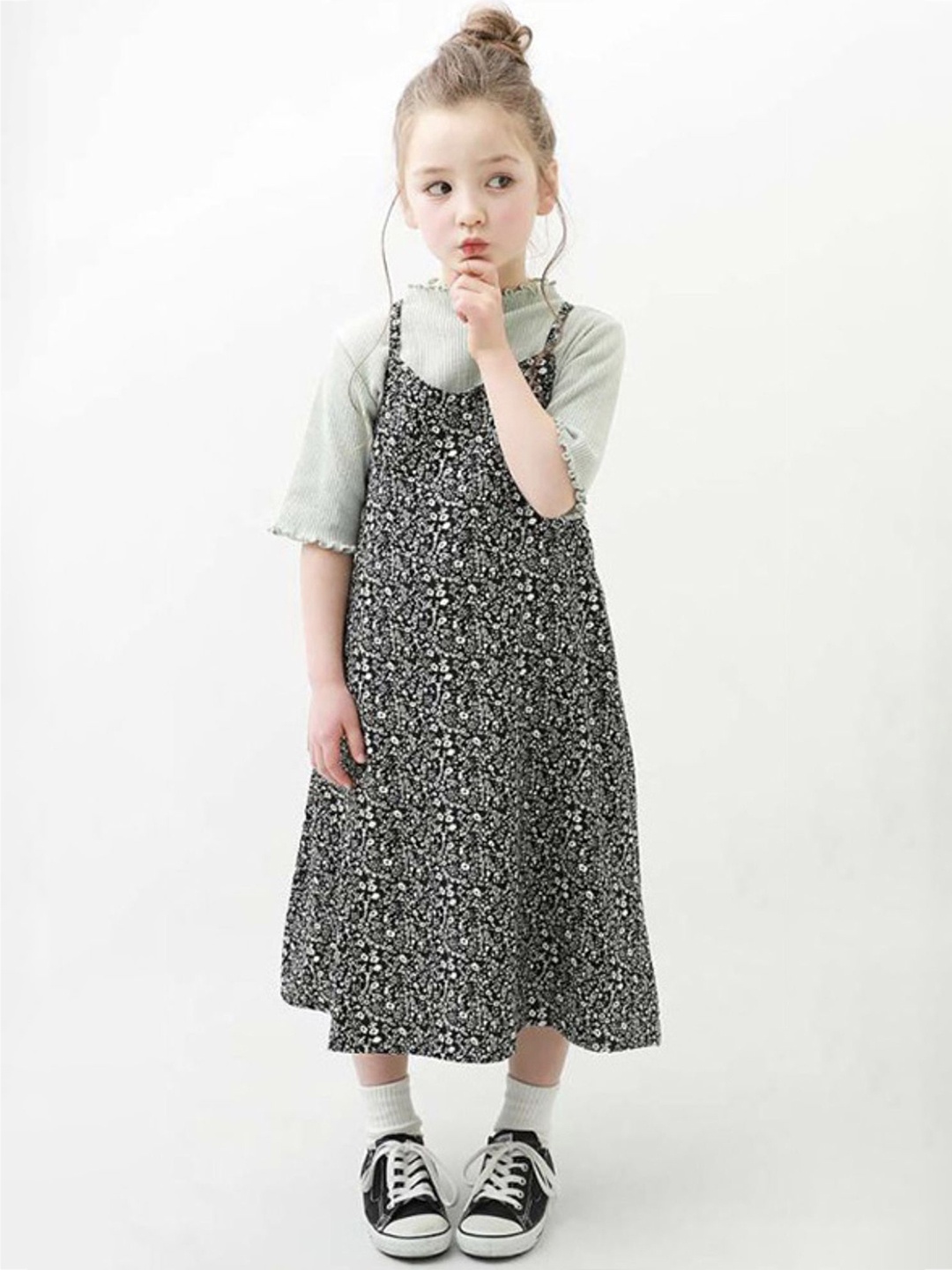 

LULU & SKY Girls Animal Print Pinafore Midi Dress, Multi