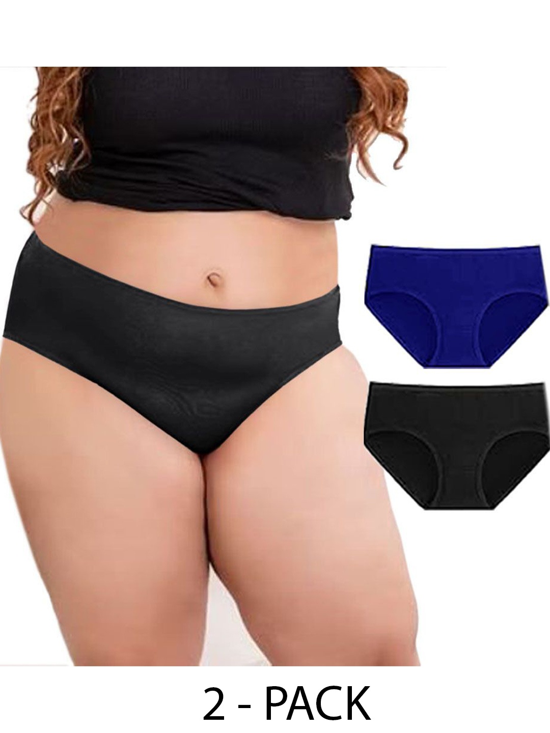 

Diving Deep Women Plus Size Pack of 2 Cotton Hipster Briefs, Assorted