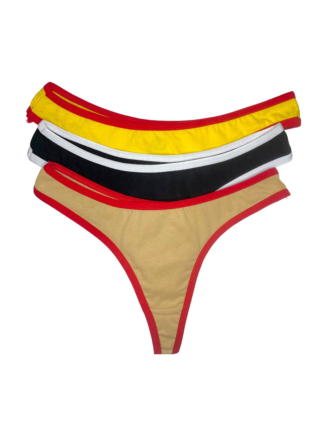 

Diving Deep Women Pack of 3 Colourblocked Thongs Briefs, Yellow