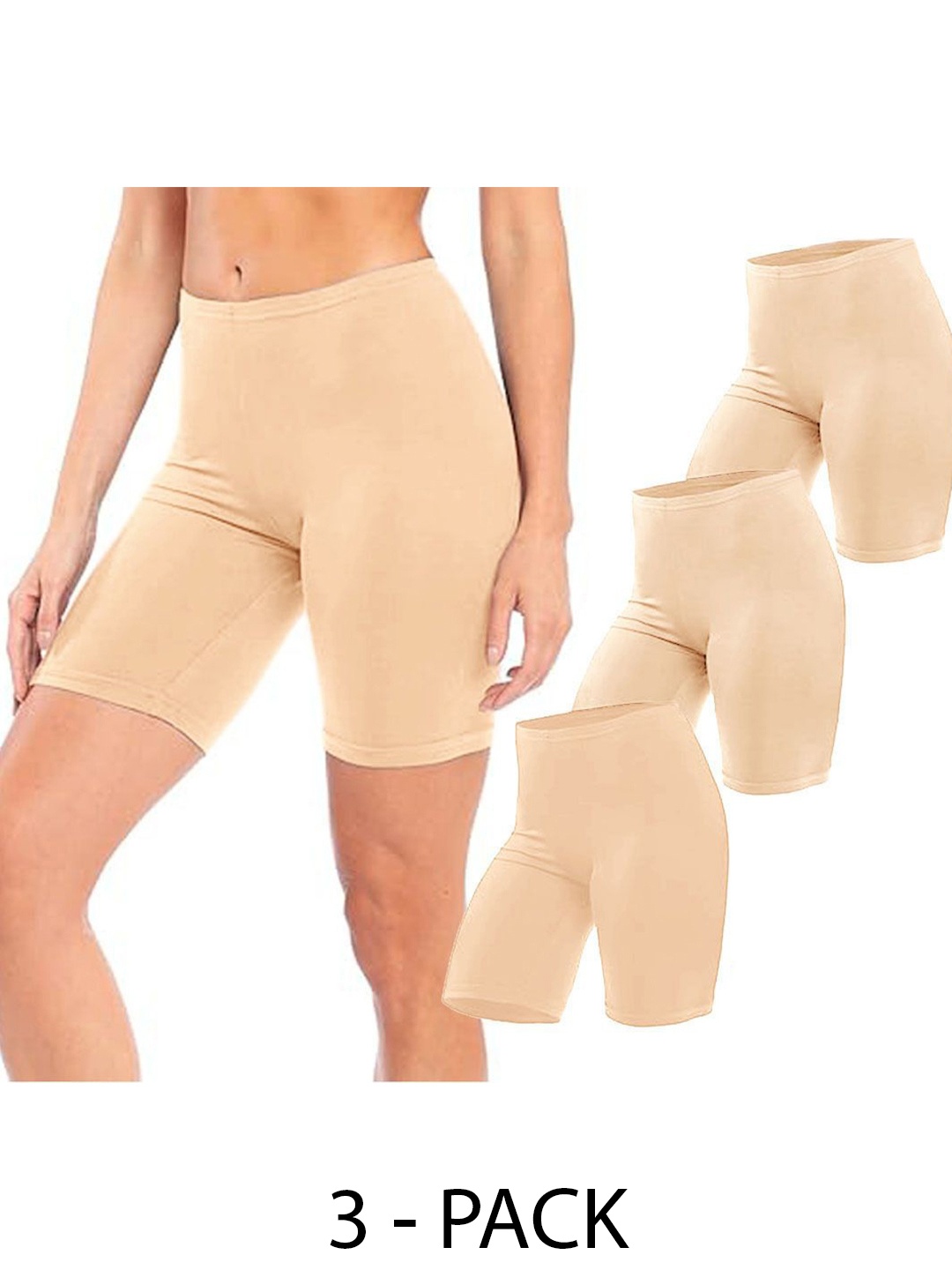 

Diving Deep Women Pack of 3 Boy Shorts Briefs, Beige