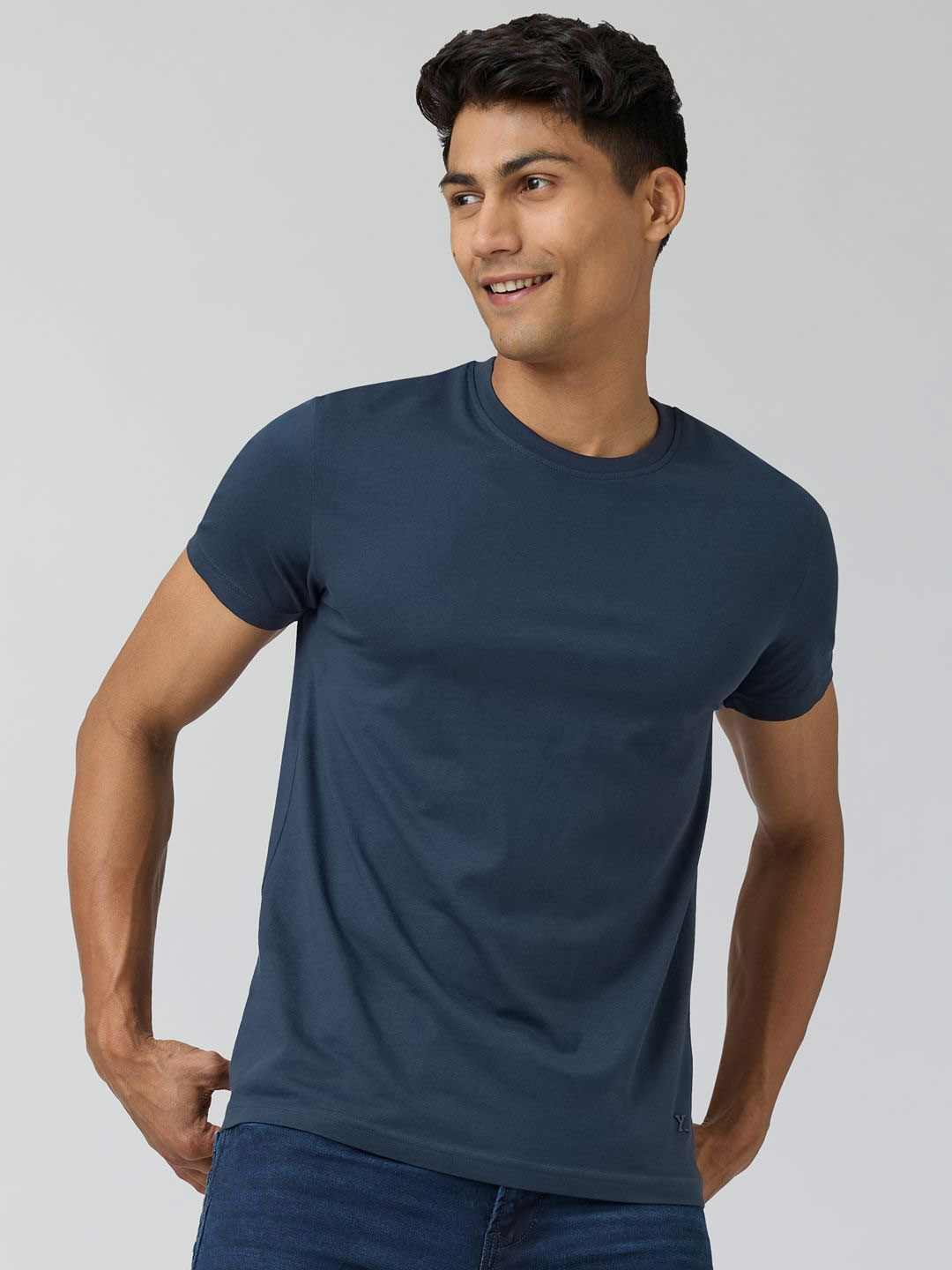 

XYXX Men Ultra Breezy Super Combed Cotton Solid Round Neck T-Shirt, Blue