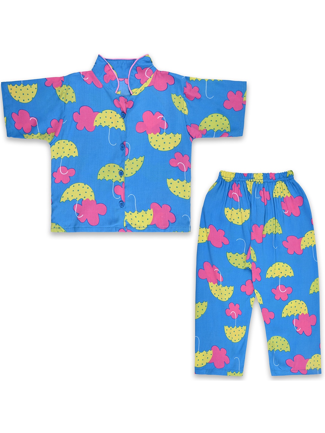 

Wish Karo Unisex Kids Printed Shirt with Pyjamas, Blue