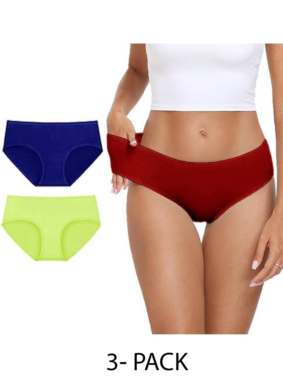 

Diving Deep Women Pack of 3 Cotton Hipster Briefs, Assorted