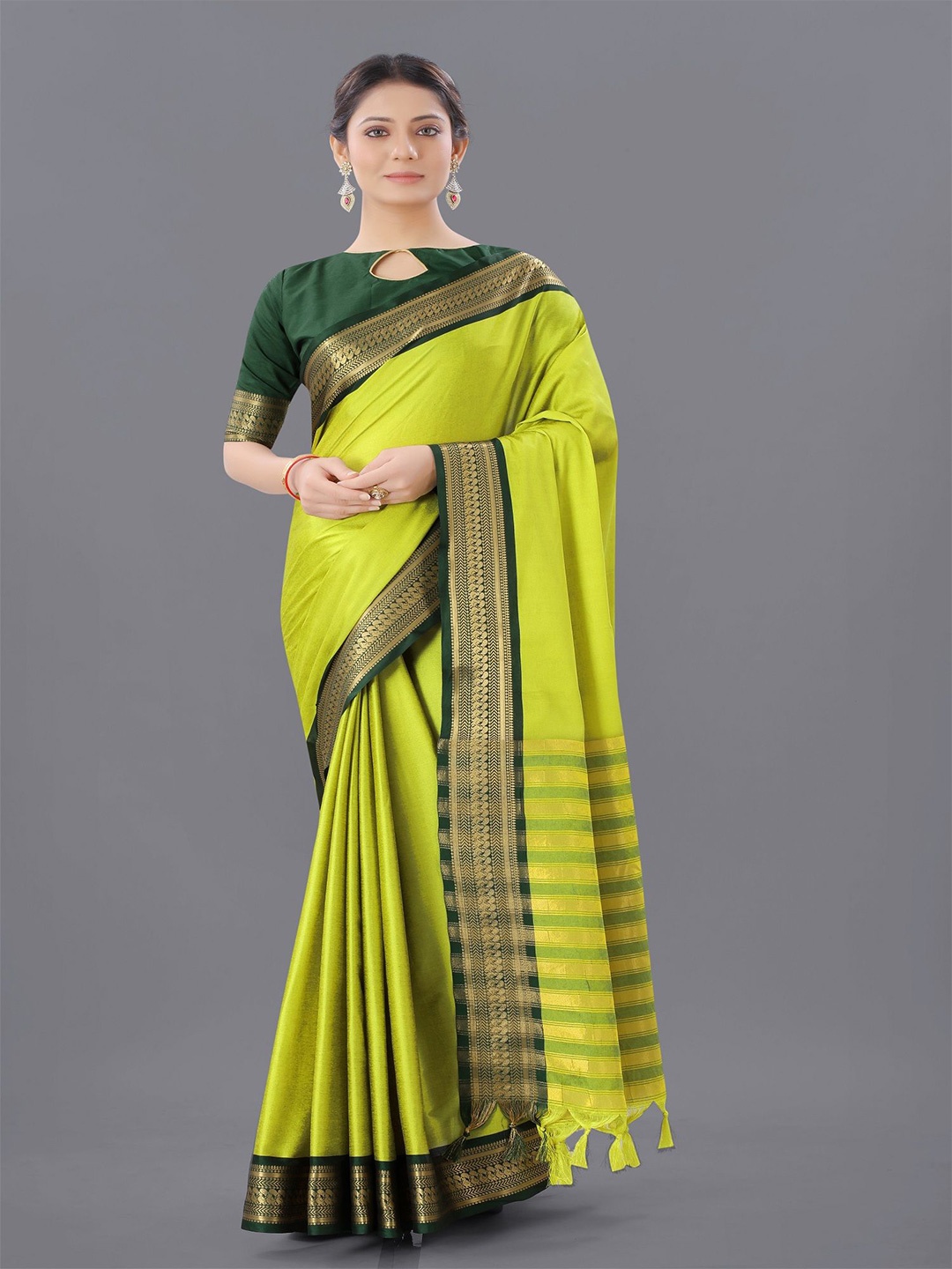 

A TO Z CART Woven Design Zari Saree, Yellow