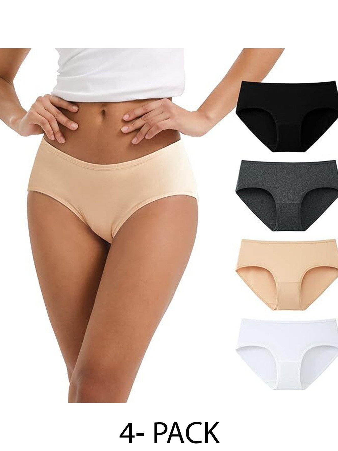 

Diving Deep Pack of 4 Cotton Hipster Briefs, Beige