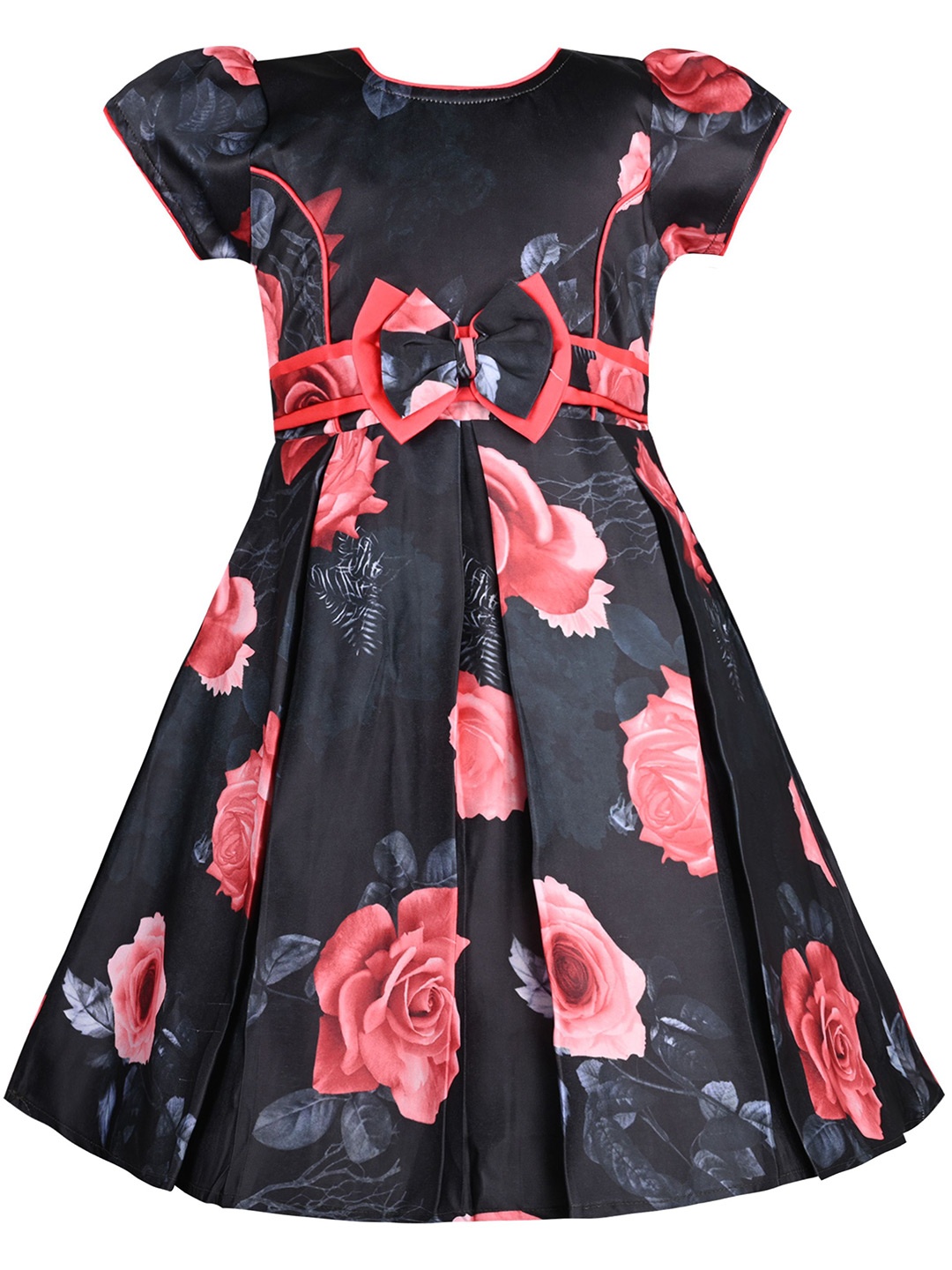 

Wish Karo Floral Print Satin A-Line Dress, Red