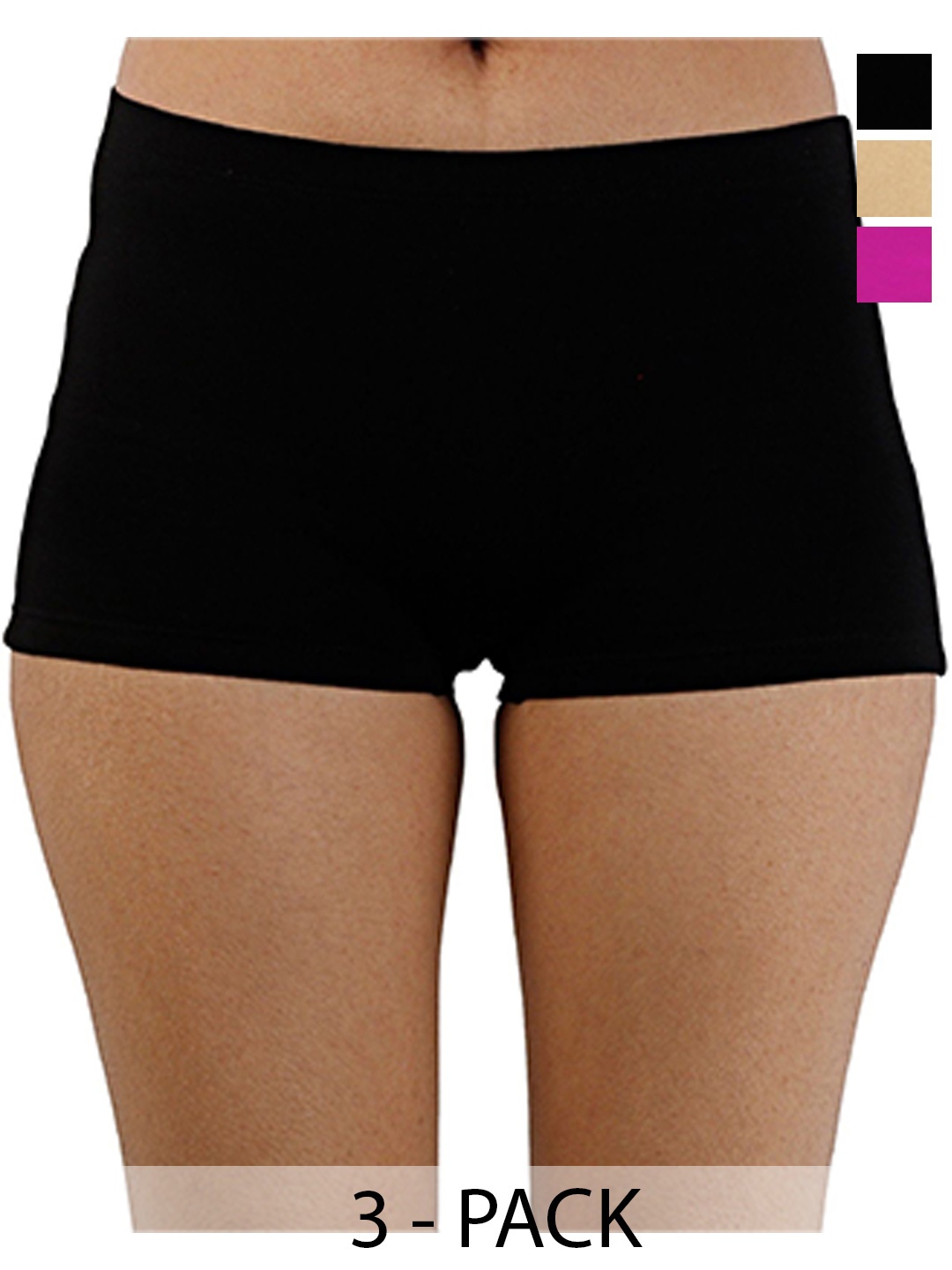 

Diving Deep Women Pack of 3 Cotton Boy Shorts Briefs, Black